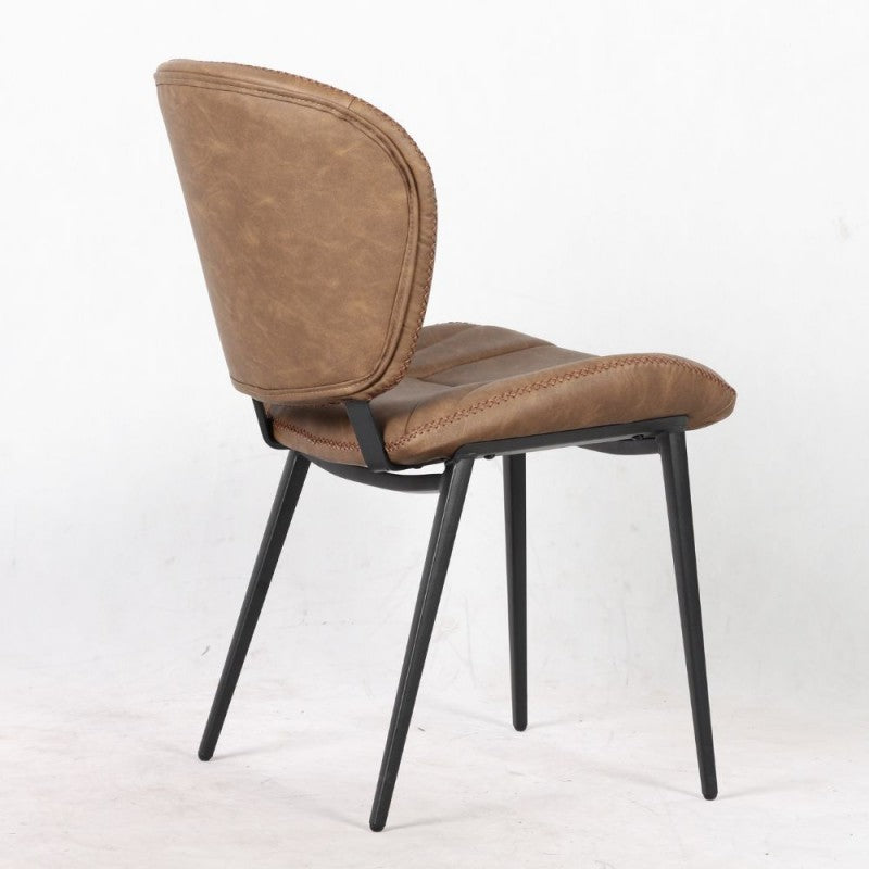 Set of "Elice" dining chairs upholstered in eco-leather with black metal legs, 47.5x65.5 cm, 85 cm high.