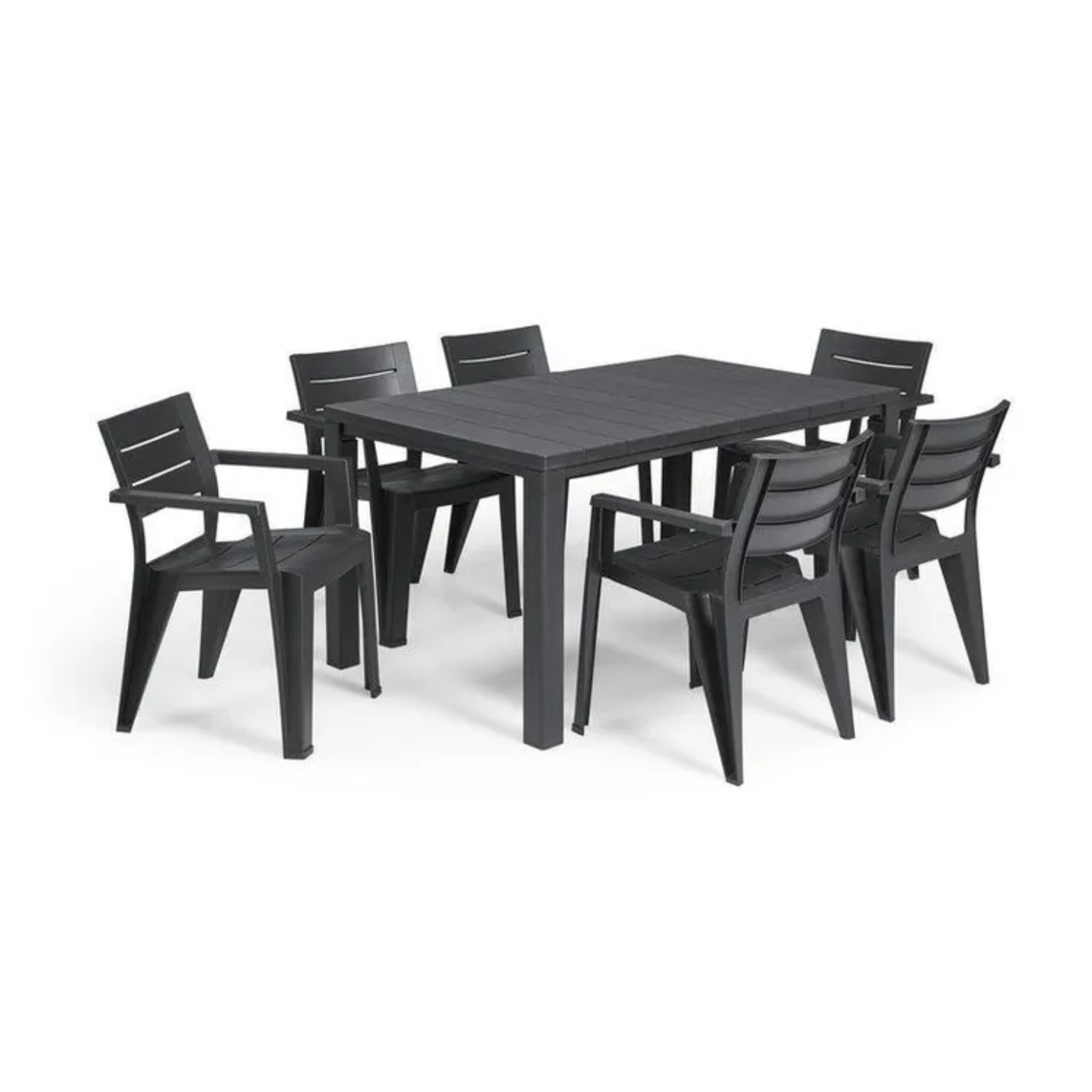 Set of 6 "Helena" garden chairs with stackable polypropylene armrests, 61.5x58.5 cm, 79h