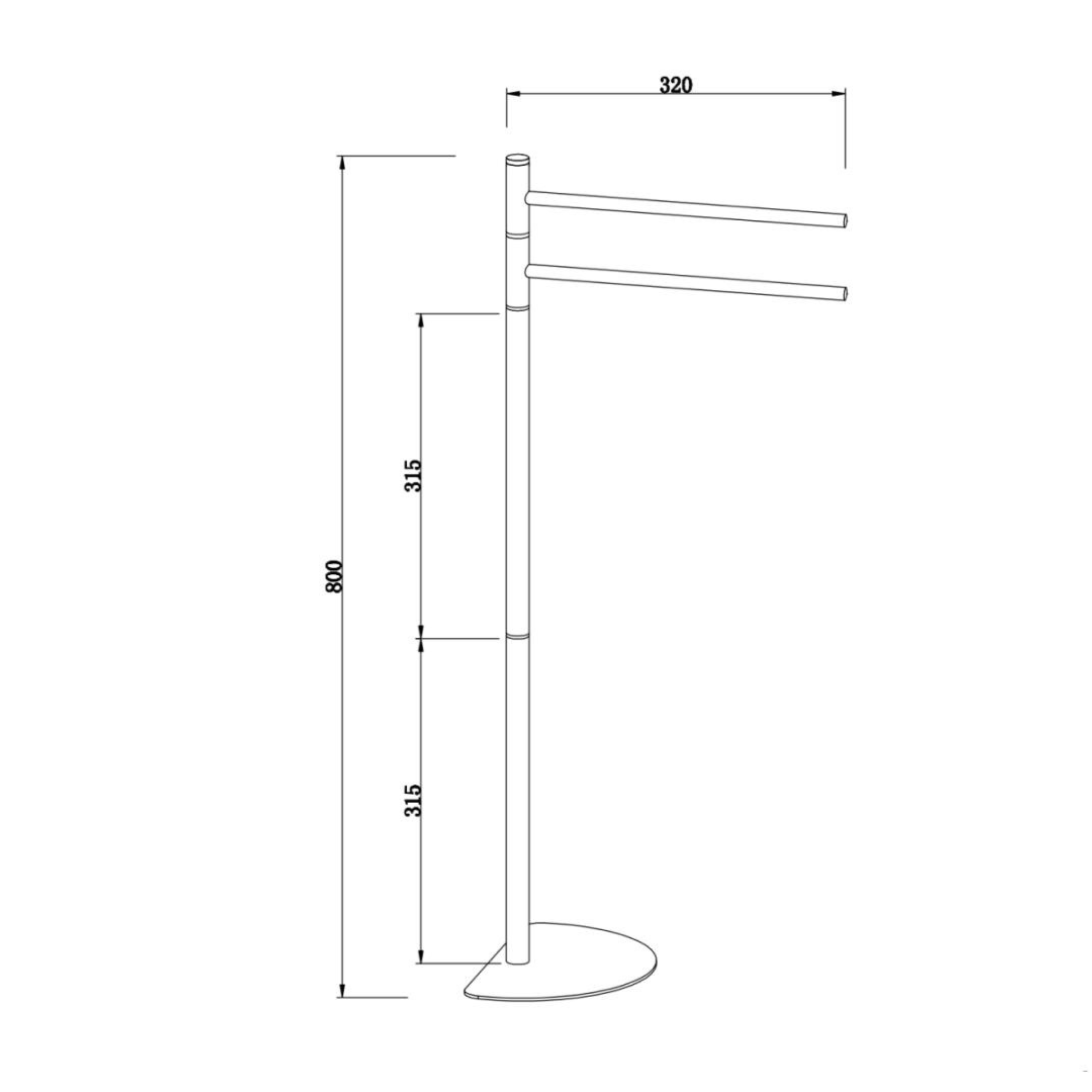 "Clara" metal towel holder with two arms and a half-moon base