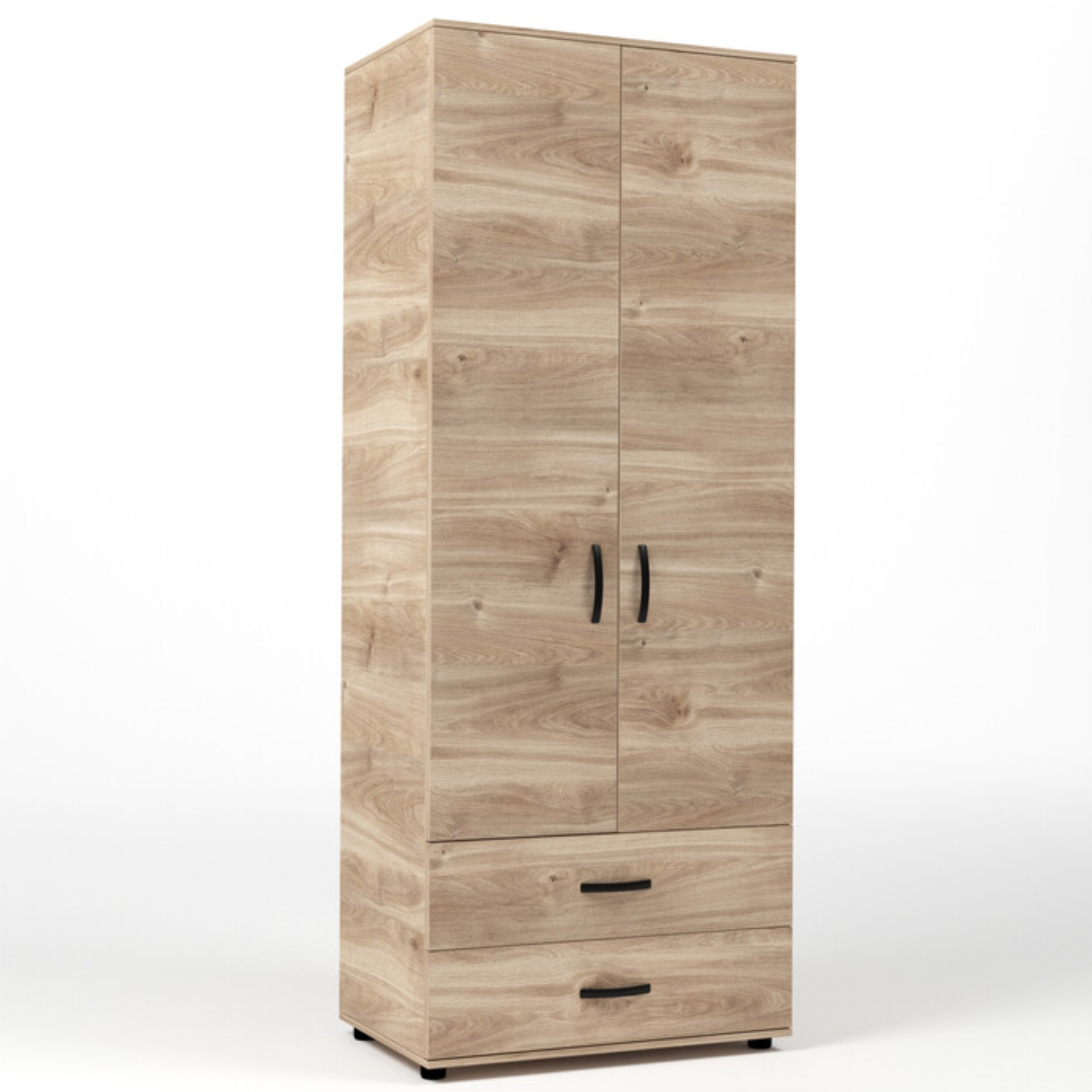 "Clay" wooden wardrobe with 2 doors and 2 drawers, 80x52 cm, 205 cm high