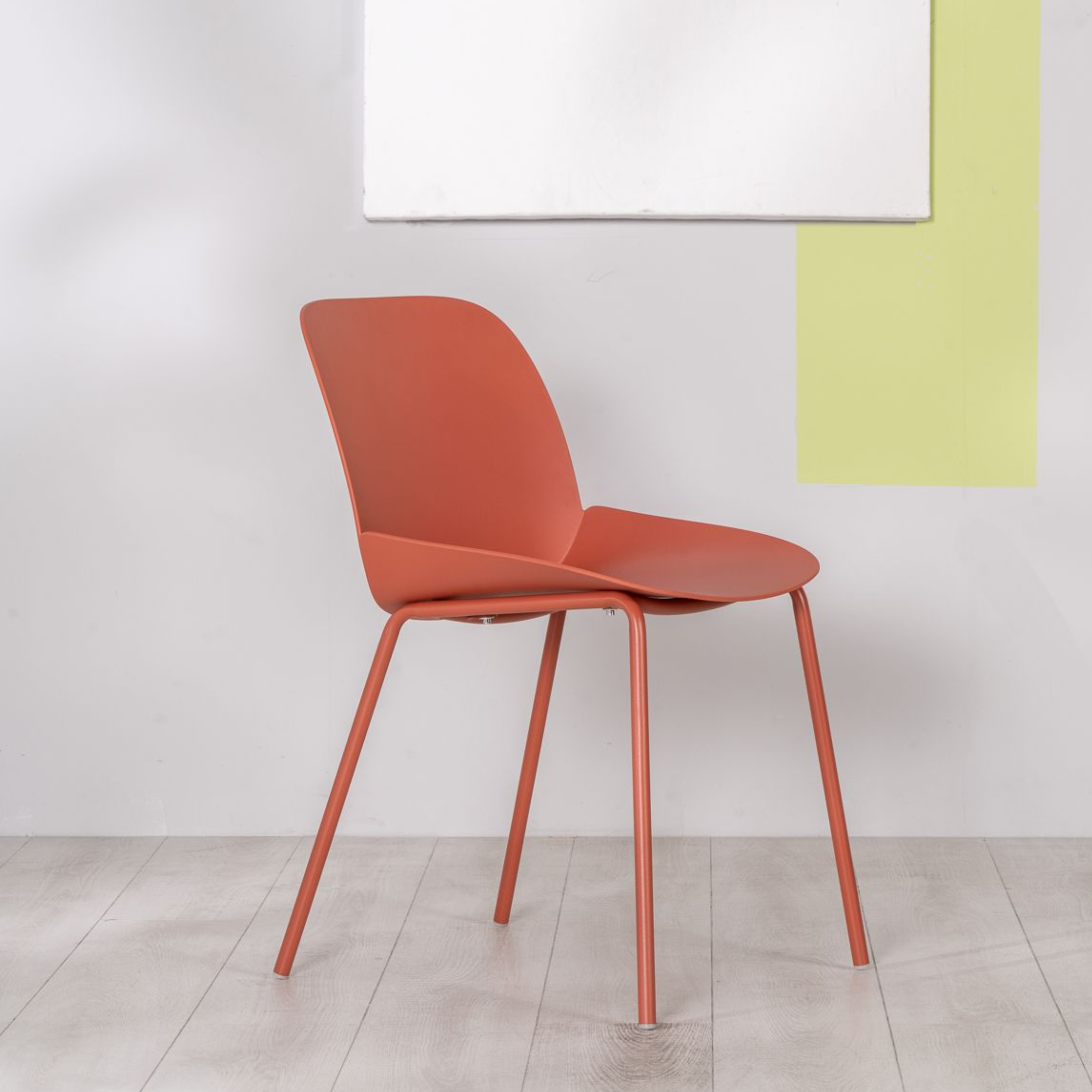 Set of modern "Azzurra" polypropylene chairs with painted metal frame for the living room