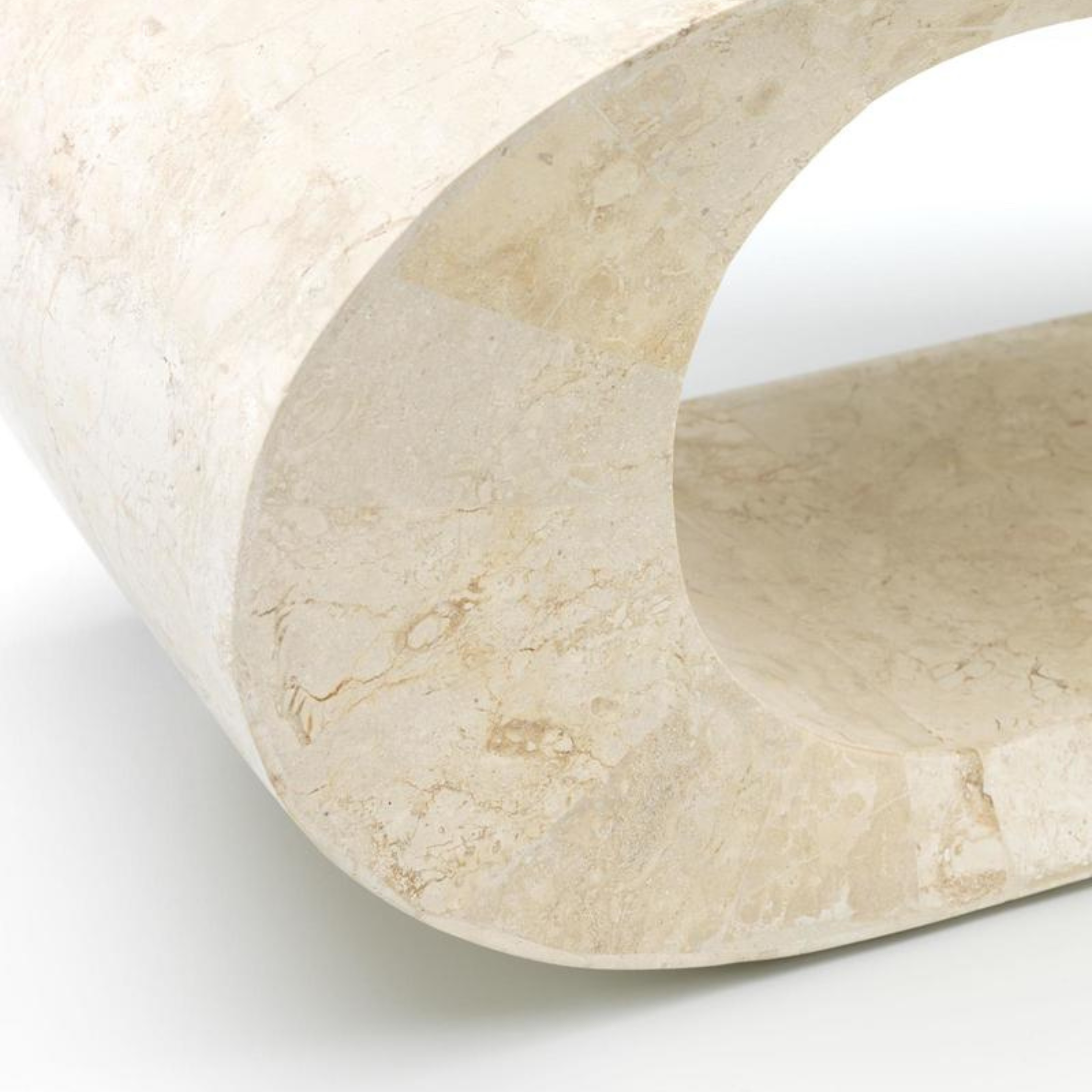 Low table in fossil stone TV stand "Olimpia" cm 130x35 35h