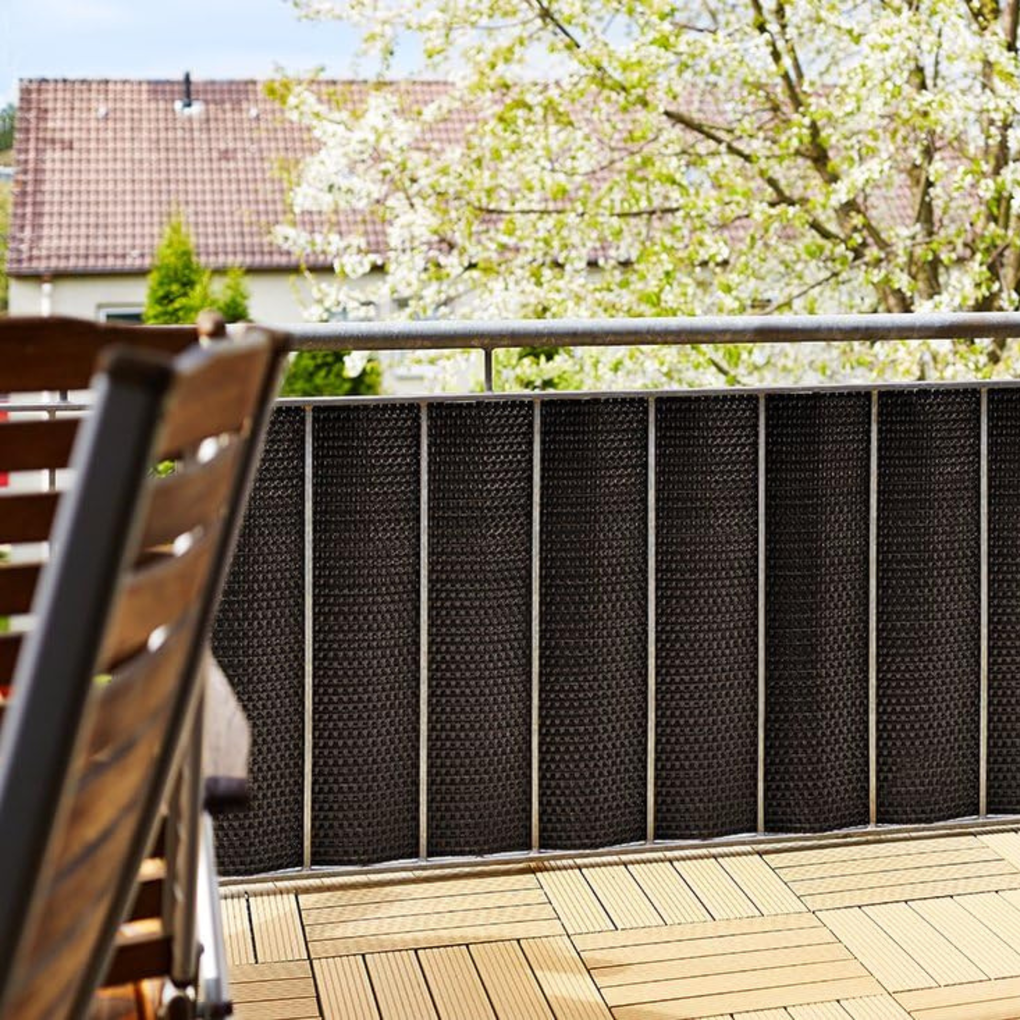 "Temp" rattan-effect privacy fence in a double-sided roll, 90x500 cm