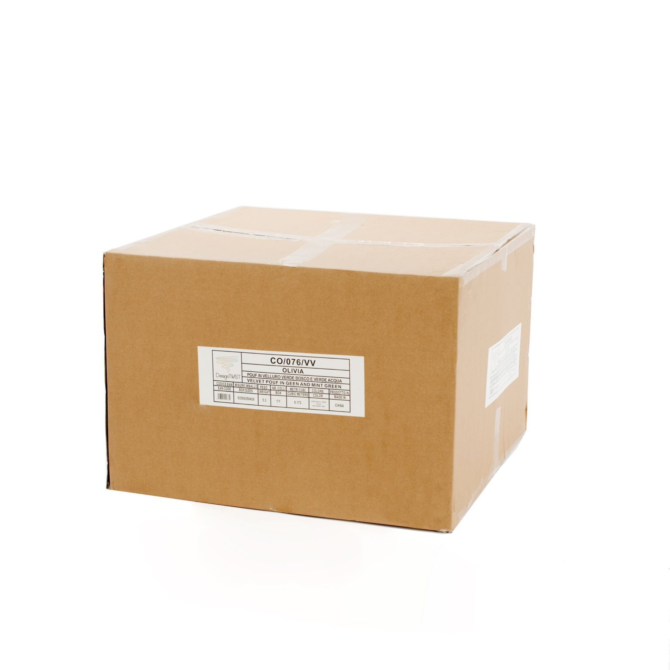 Puf de terciopelo rojo "Cora" con estructura de madera, 62 x 62,39 cm.