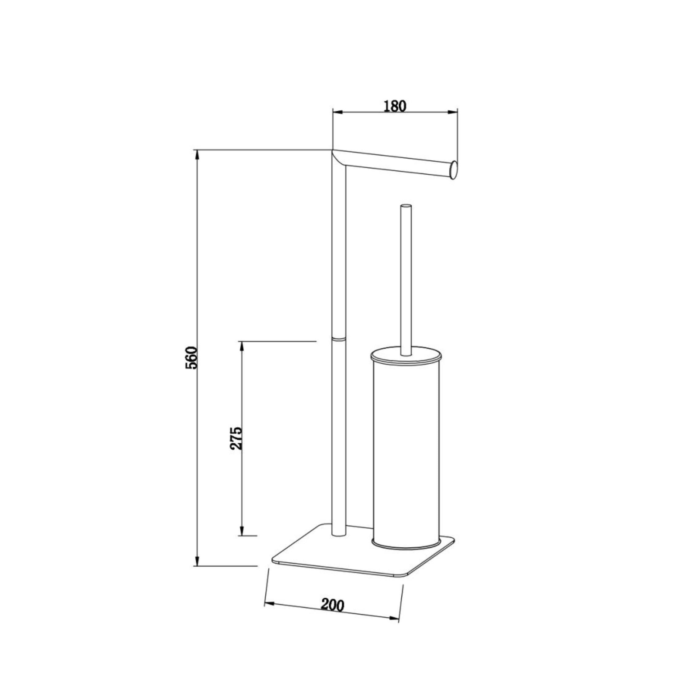 "Saskia" free-standing toilet paper holder and toilet brush holder in polished chrome steel