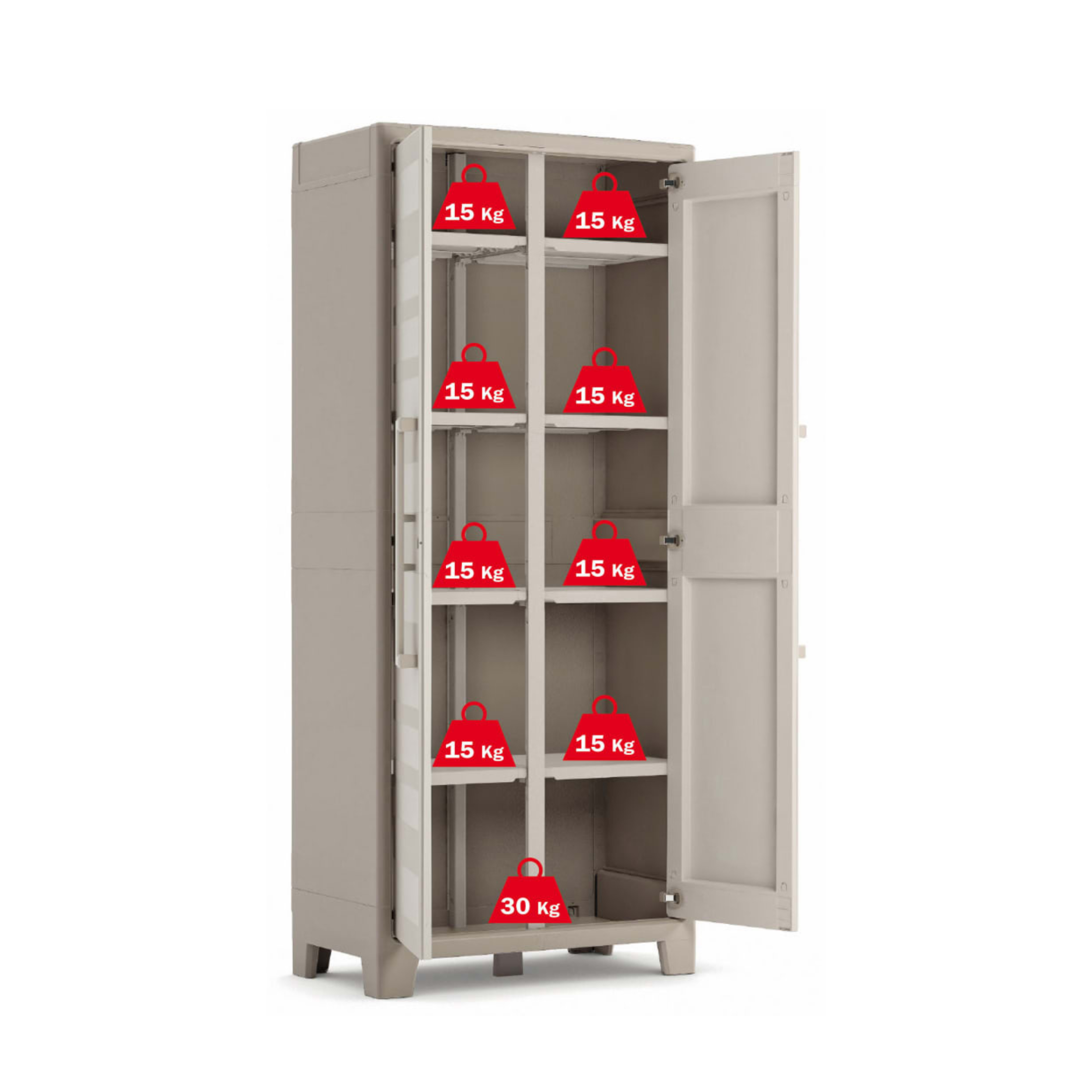 "Oliver" resin garden cabinet with internal shelves and raised feet