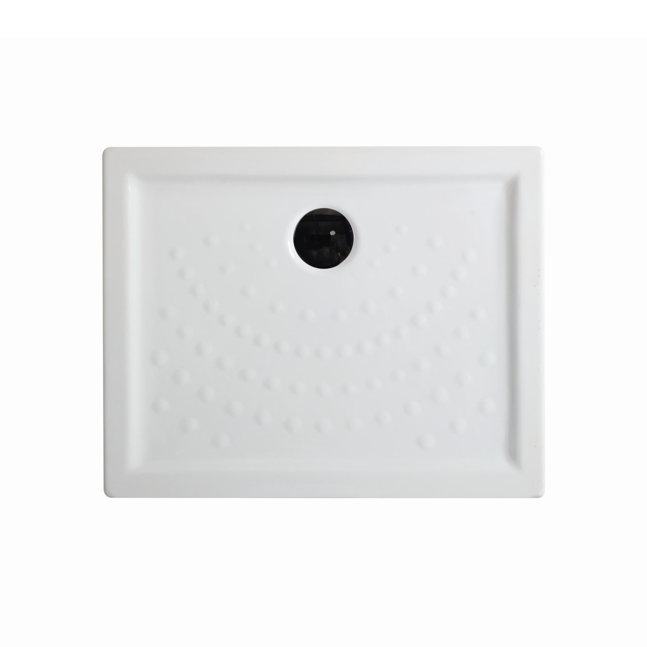 Rectangular "Matera" shower tray in non-slip ceramic with raised edges