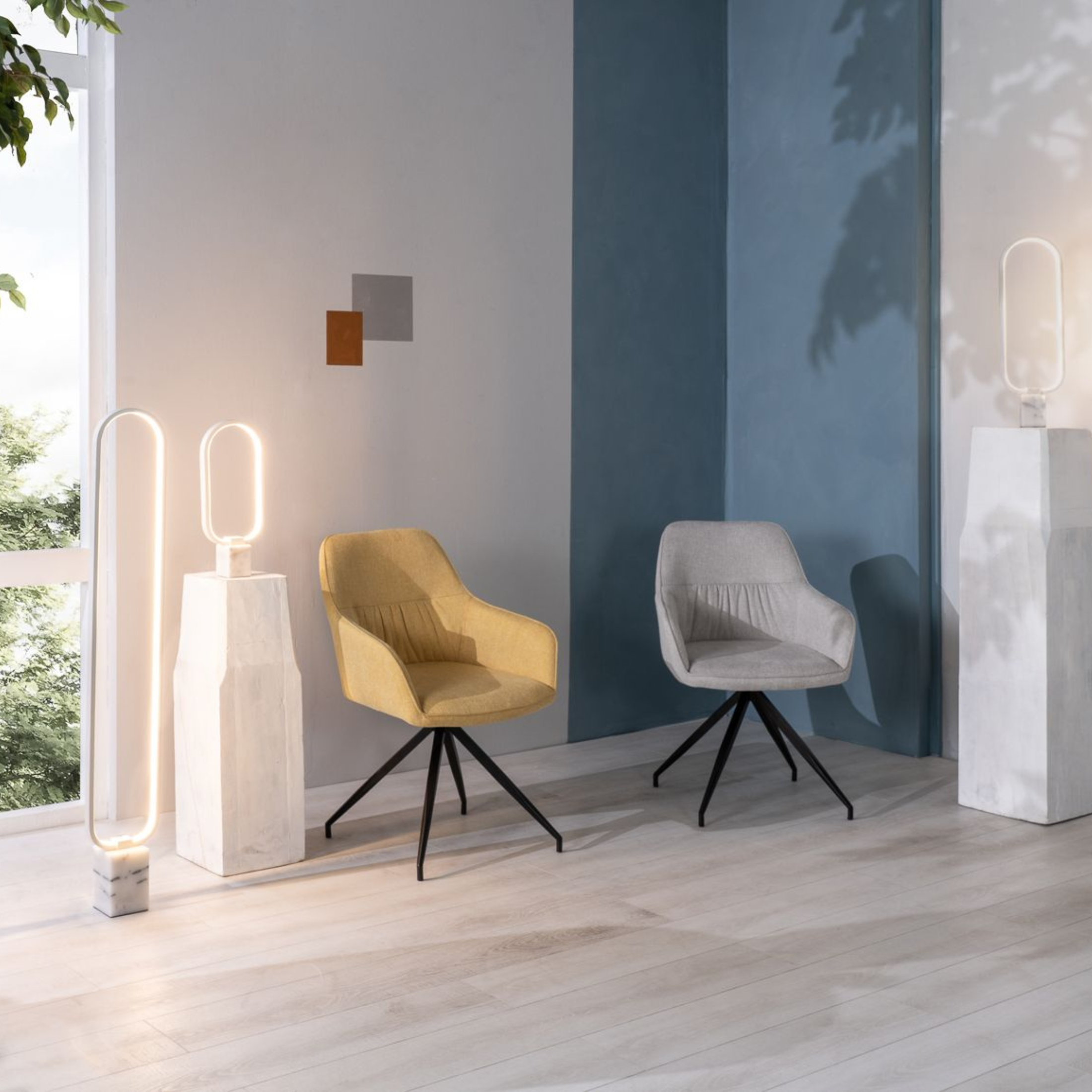 Anemone Upholstered Chair Set, Modern Fabric Living Room Armchairs