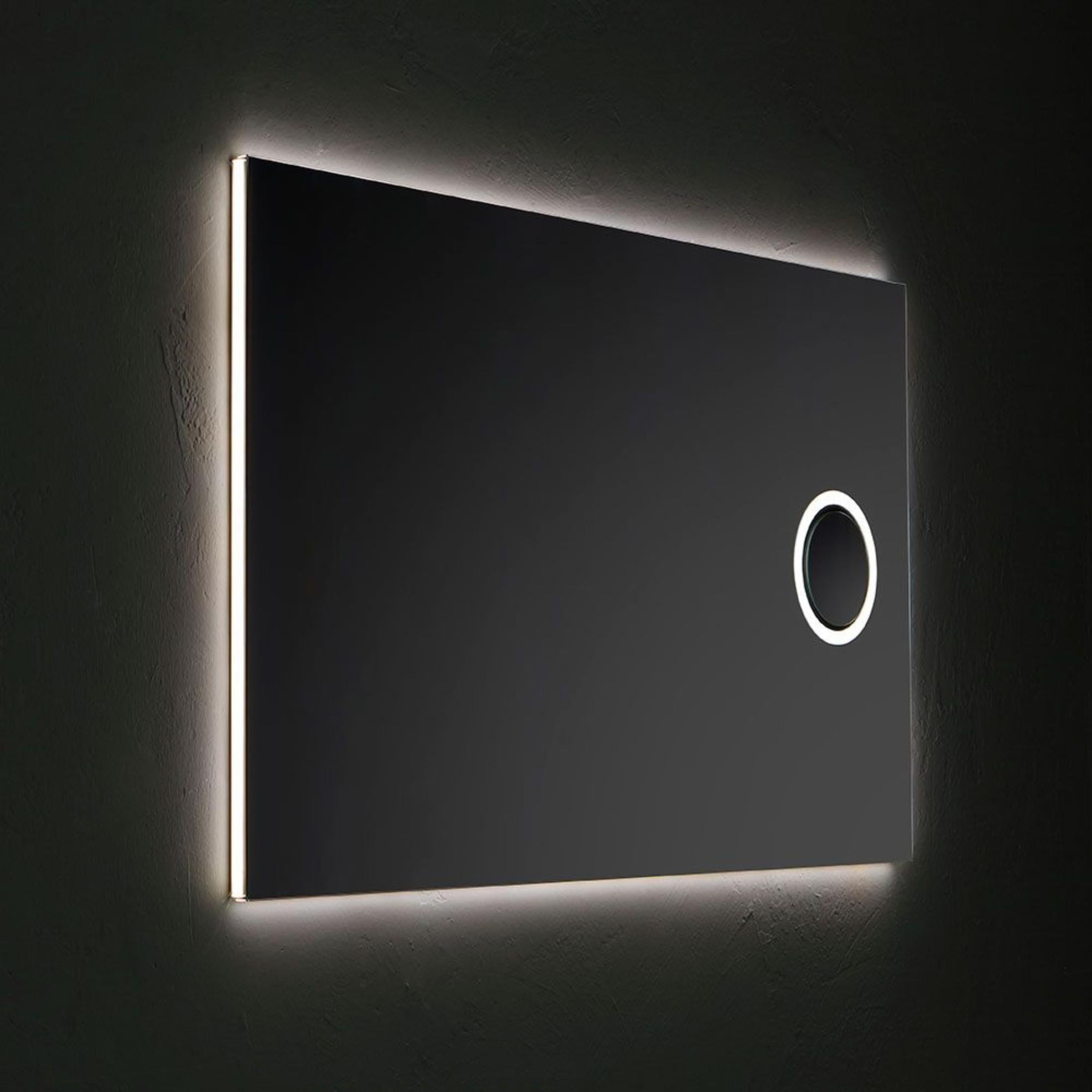 "Corvallis" rectangular LED mirror with backlit magnifying glass, 120x70 cm
