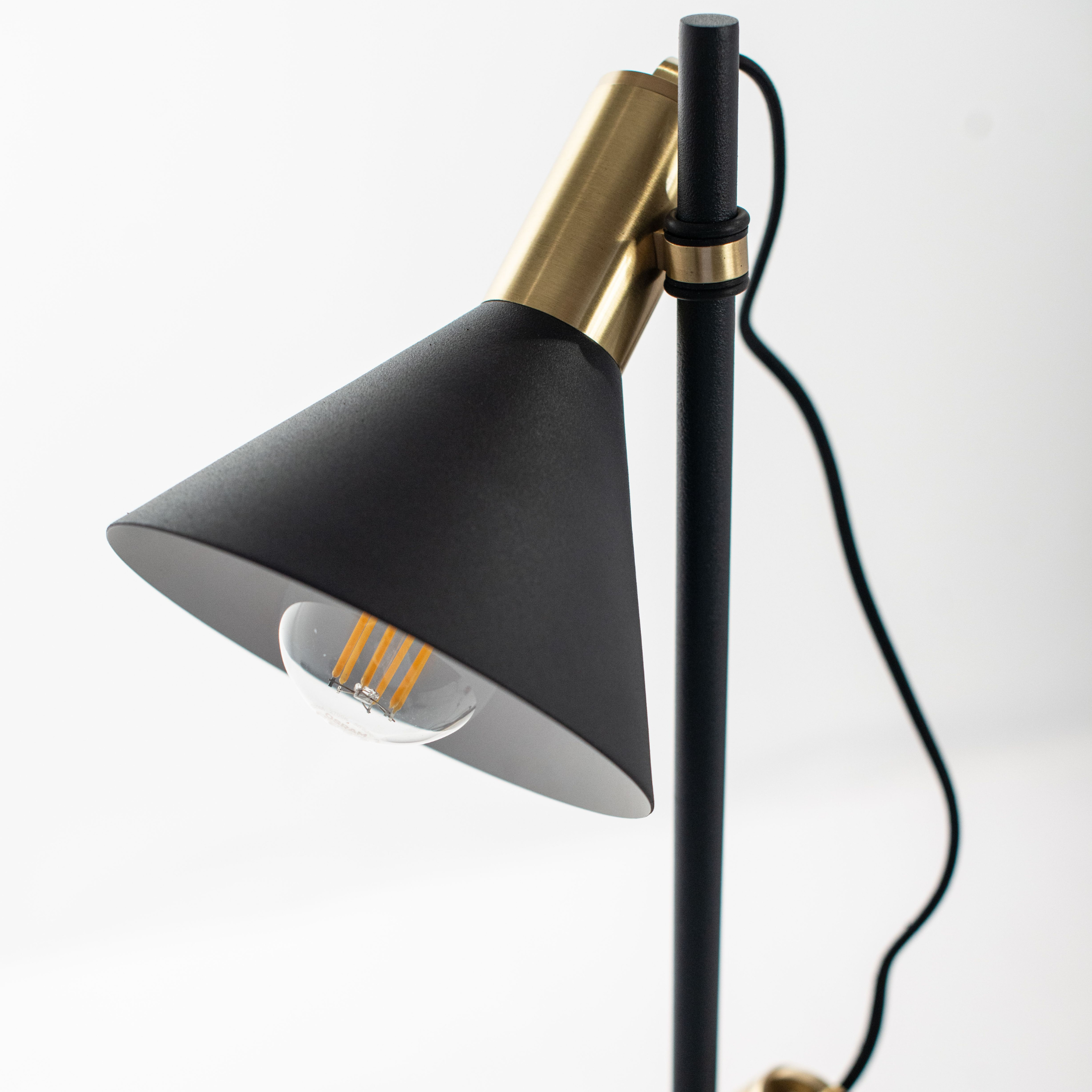 "Lucia" metal floor and table lamp with brass shade
