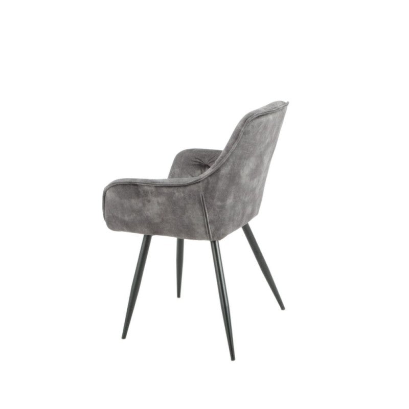 Set of "Senna" dining chairs upholstered in velvet with black metal legs, 59x60 cm, 86h