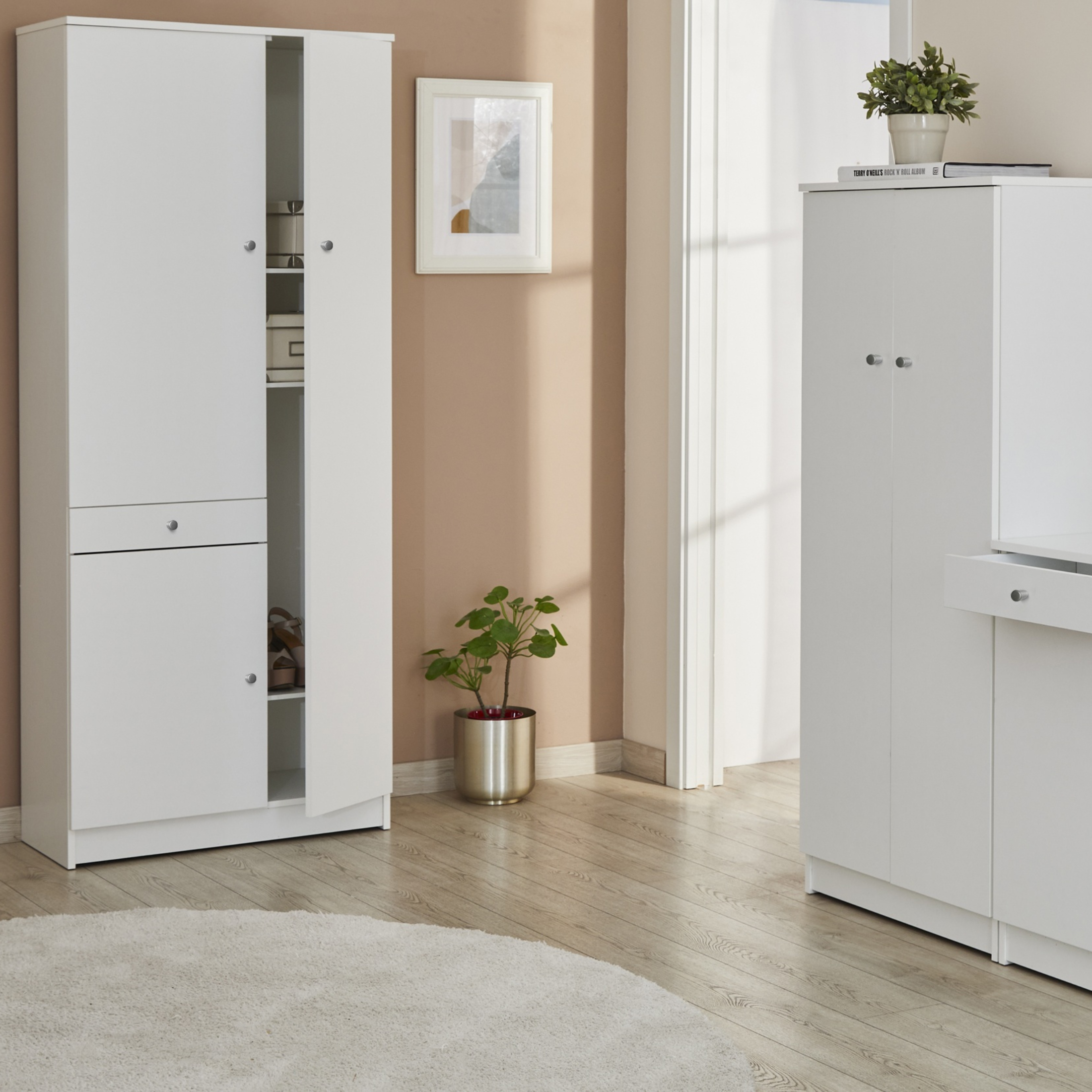 Wooden cabinet with 3 doors and 1 drawer, "Vanity" cm 77x34 183h