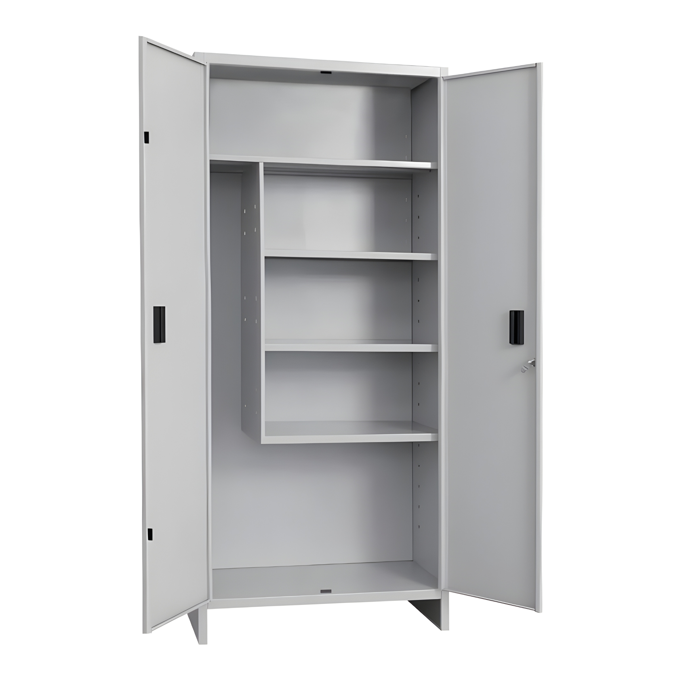 "Plos2" sheet metal broom cupboard with 2 lockable doors, 180 cm high