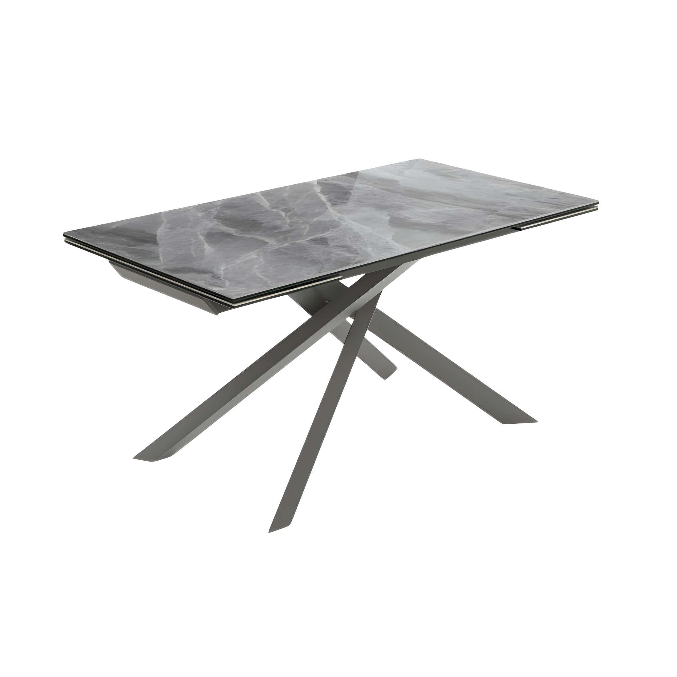 "Salerno" modern extendable table in ceramic on tempered glass, 160/240x90 cm, 76h