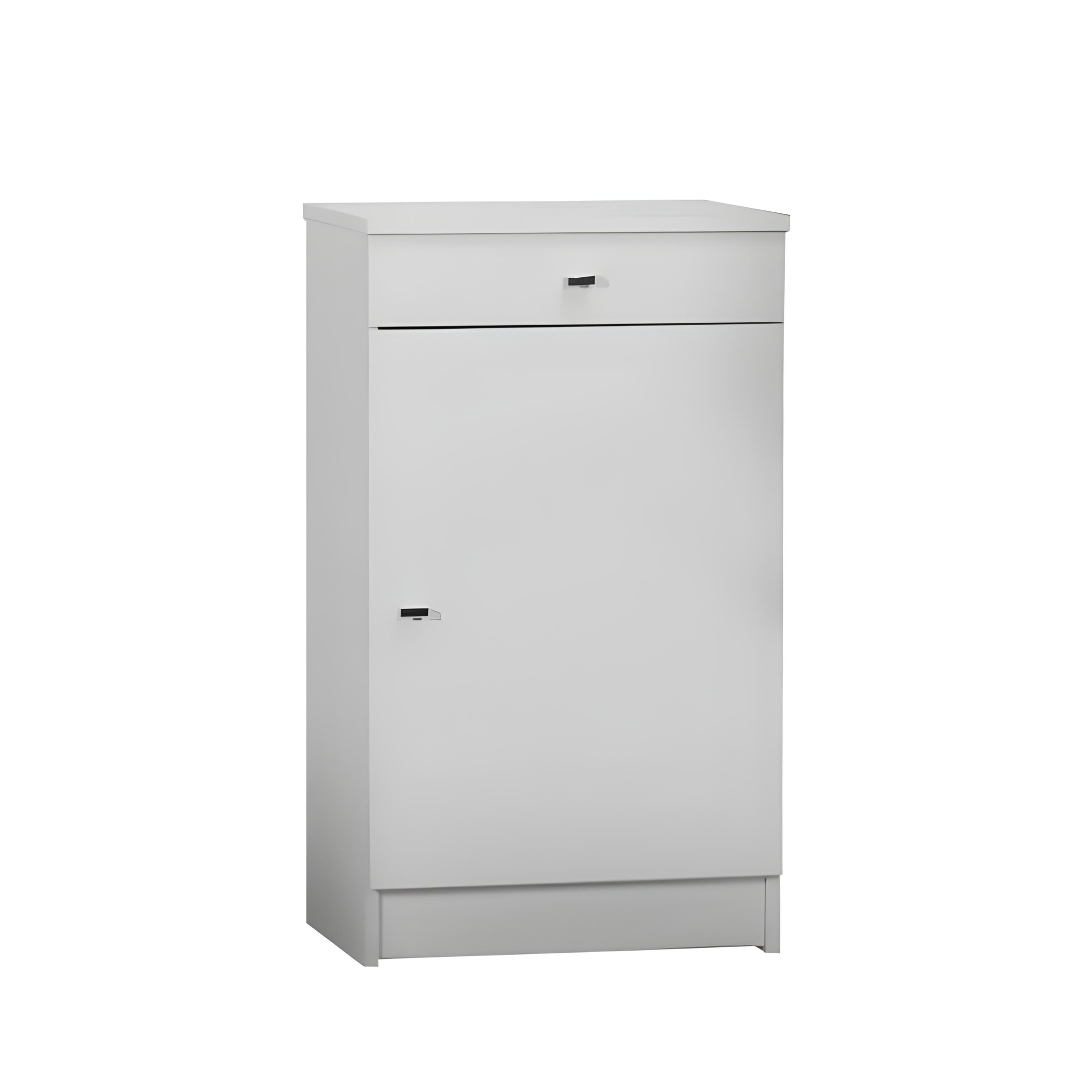 Low multipurpose cabinet with 1 door and 1 drawer "Kena" in white lacquered wood 46x34 cm 80h