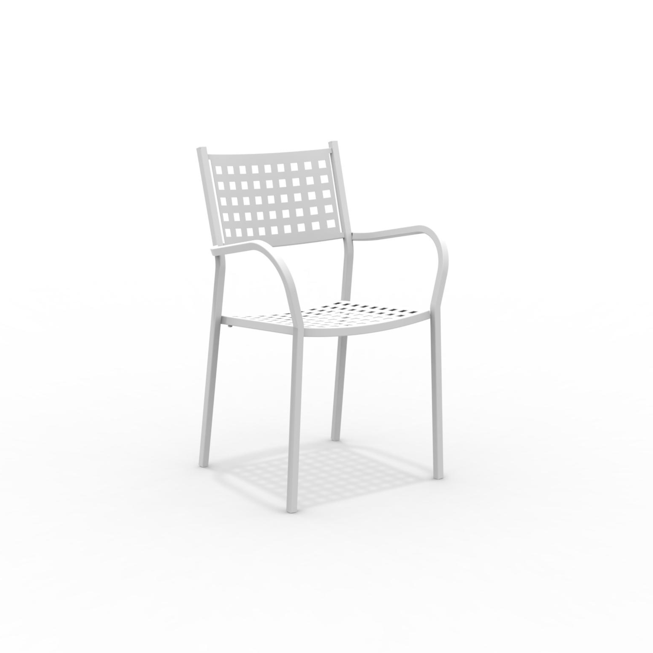 Set of "Alice" metal garden chairs with armrests, stackable, 53x53 cm, 85 cm high.