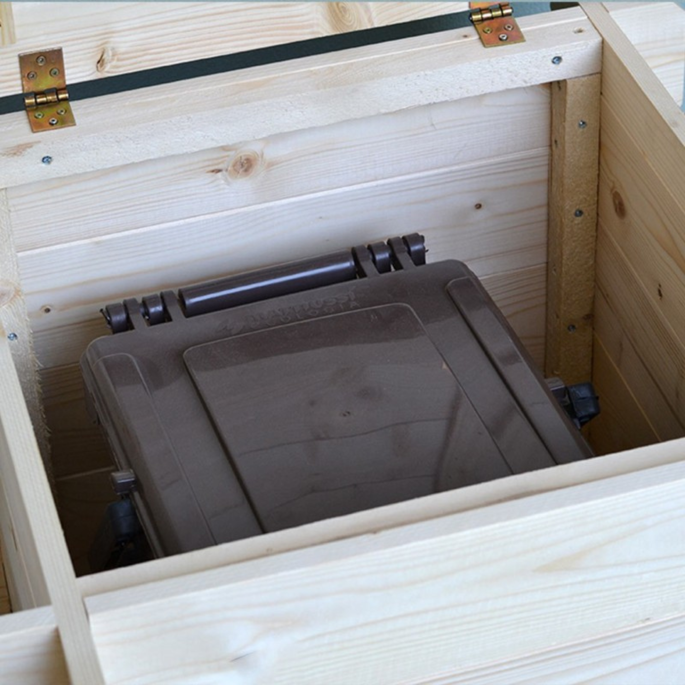 "Gaia" natural wood garden chest with swing opening, 60x60 cm, 54 cm high