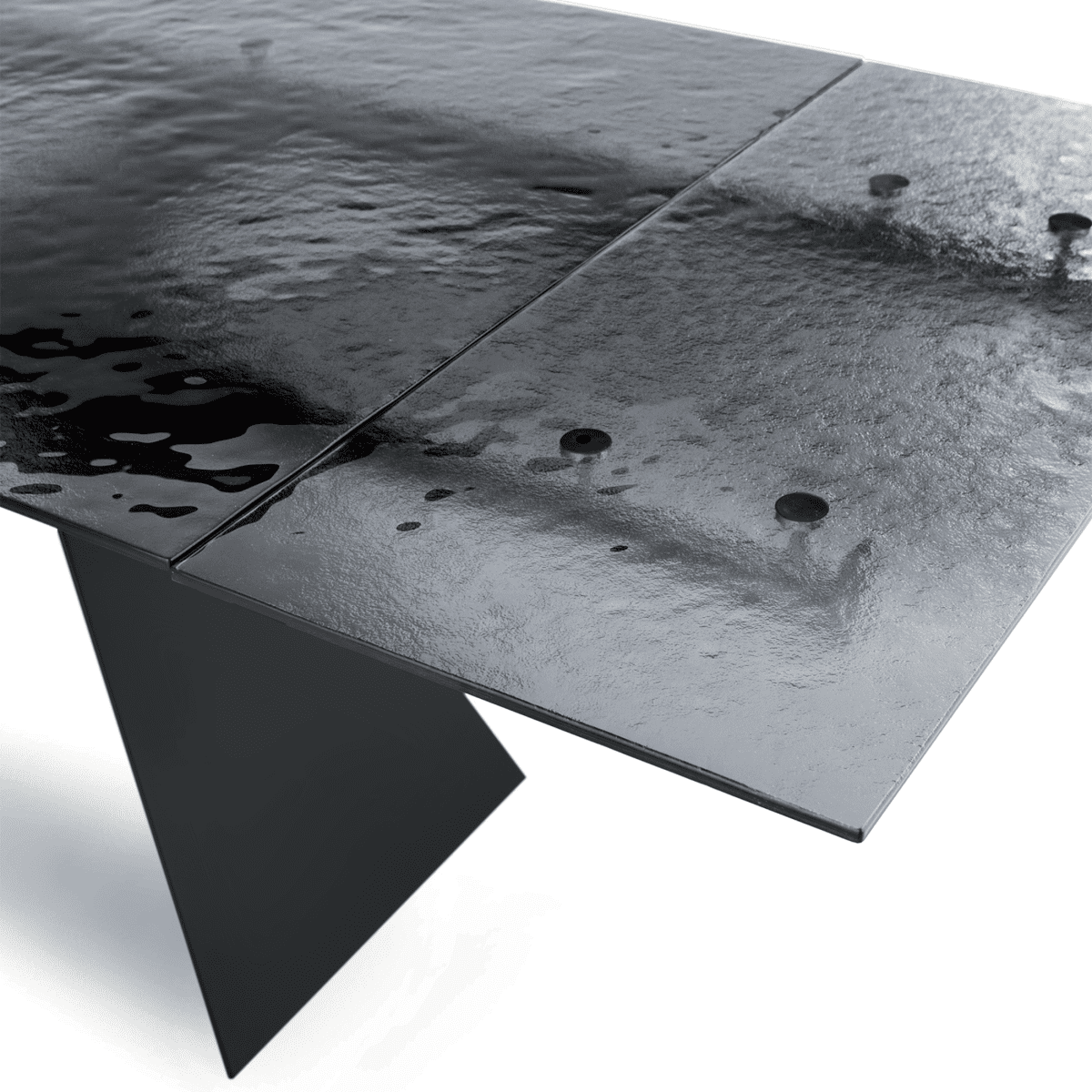 Tavolo allungabile da pranzo "Rubino" con piano in vetro martellato - MondoViro