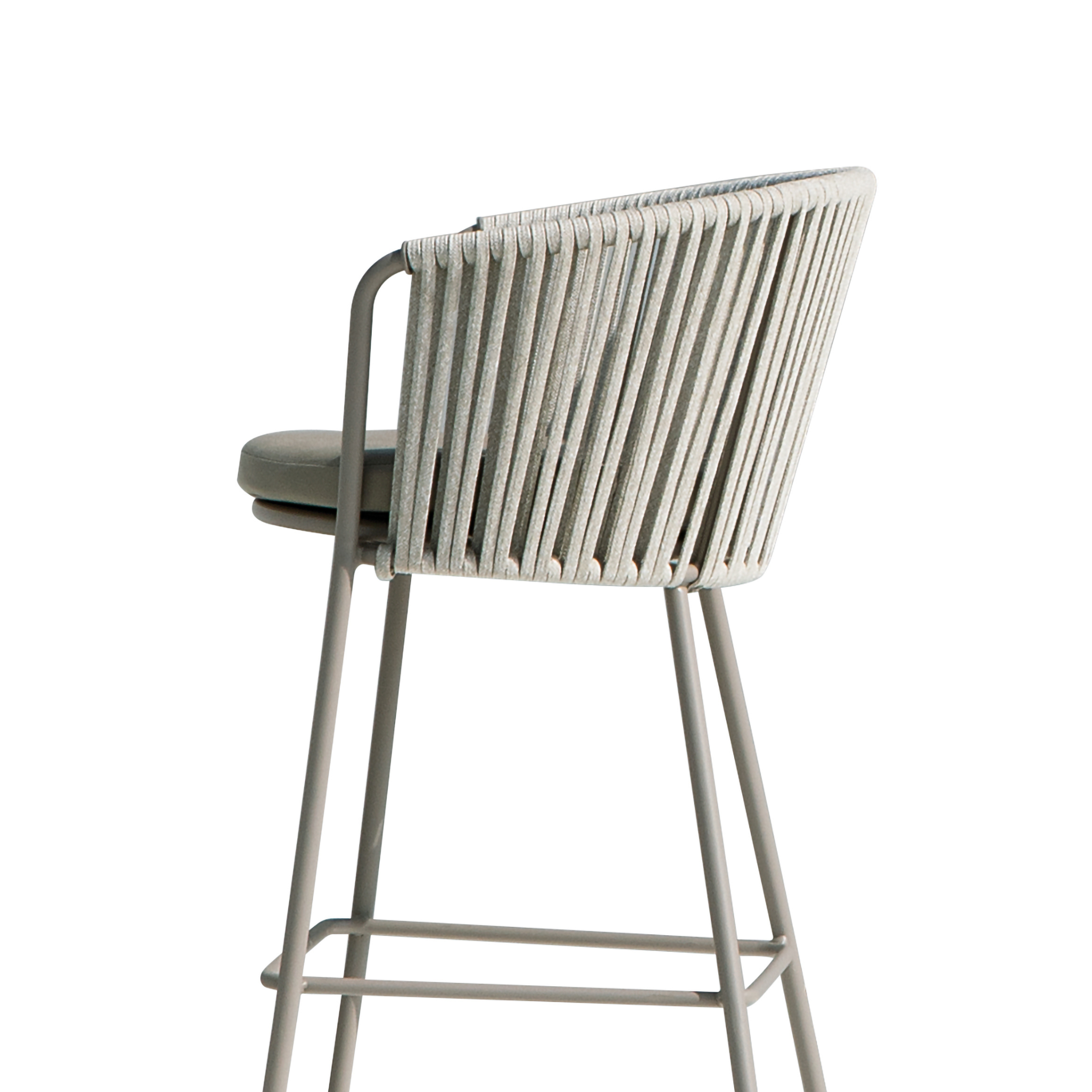 High stainless steel and rope "Daisy Rope" garden stool, 62x53 cm, 104 cm high.