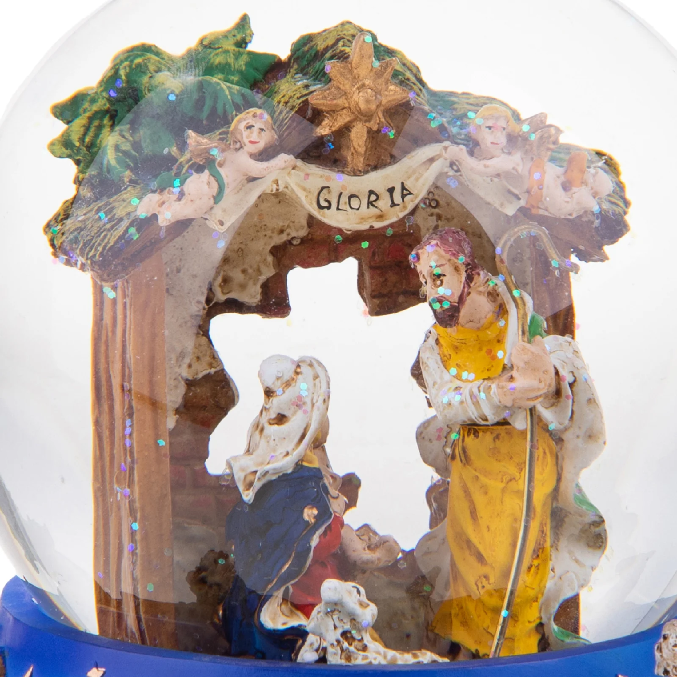 Nativity scene music box for Christmas decorations, 12 x 16.5 cm