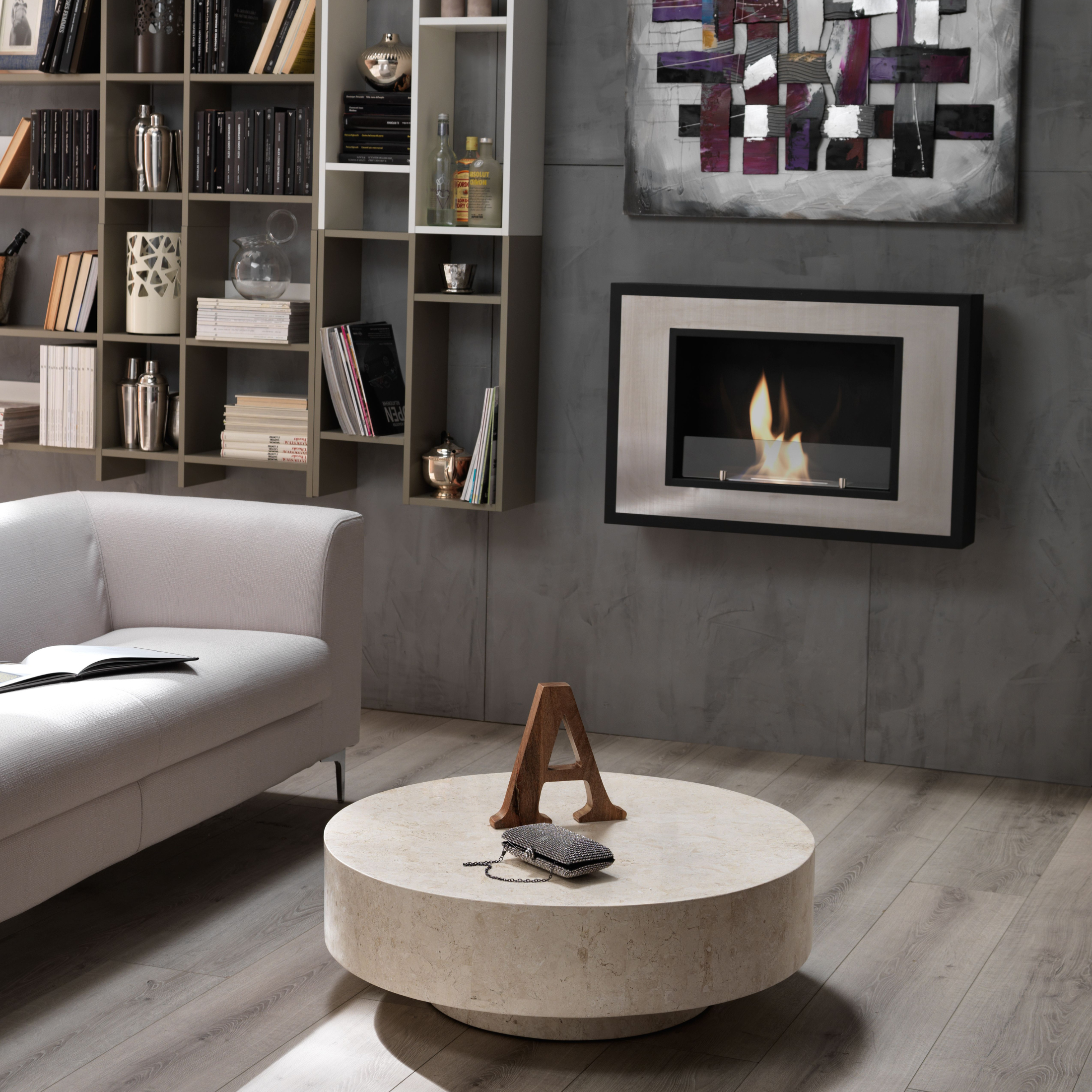 "Cleopas" fossil stone coffee table, 85x85 cm, 28h