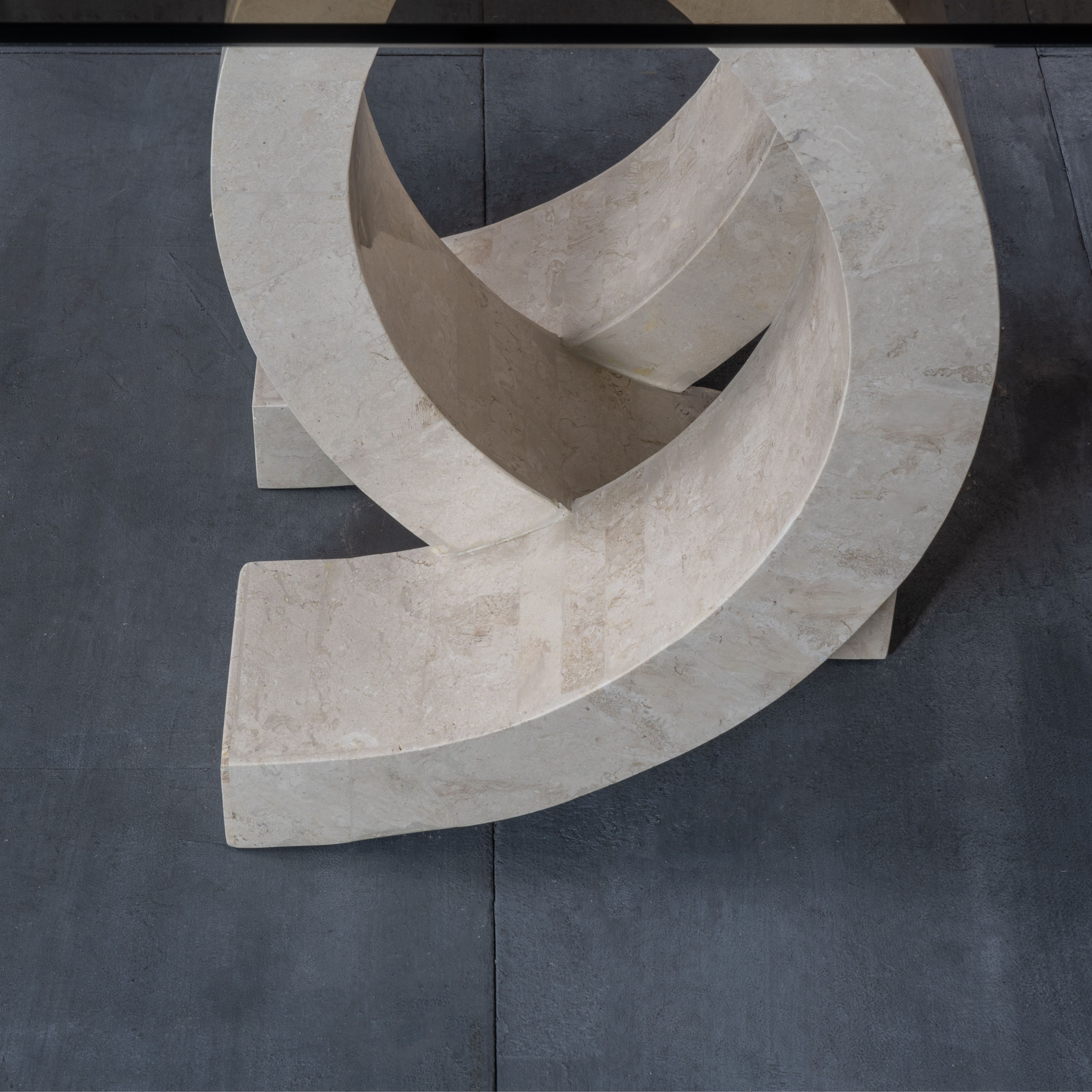 "Coco" stone dining table with tempered glass top, 180x100 cm, 76 cm high