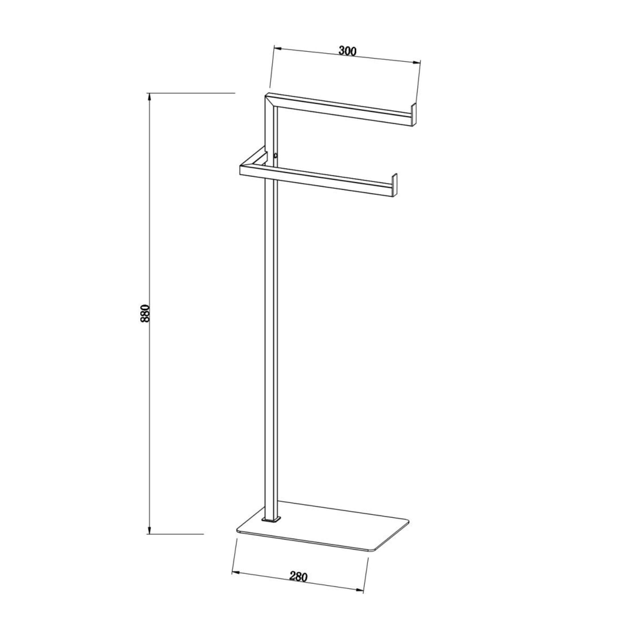 "Bastien" 2-arm towel holder stand in polished chrome metal