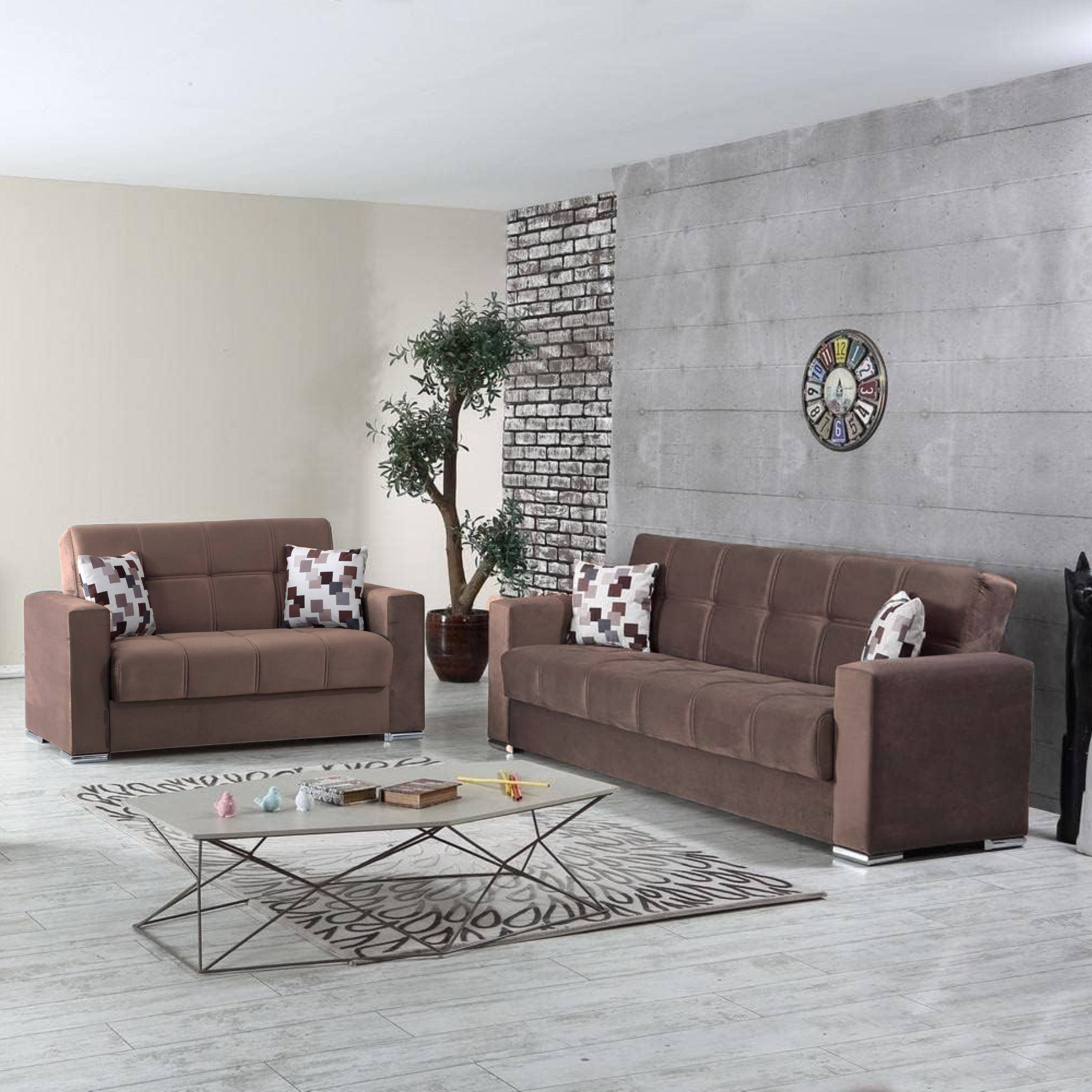 "Alba" 3-seater sofa bed with storage in fabric with chromed feet, 226x85 cm, 92h