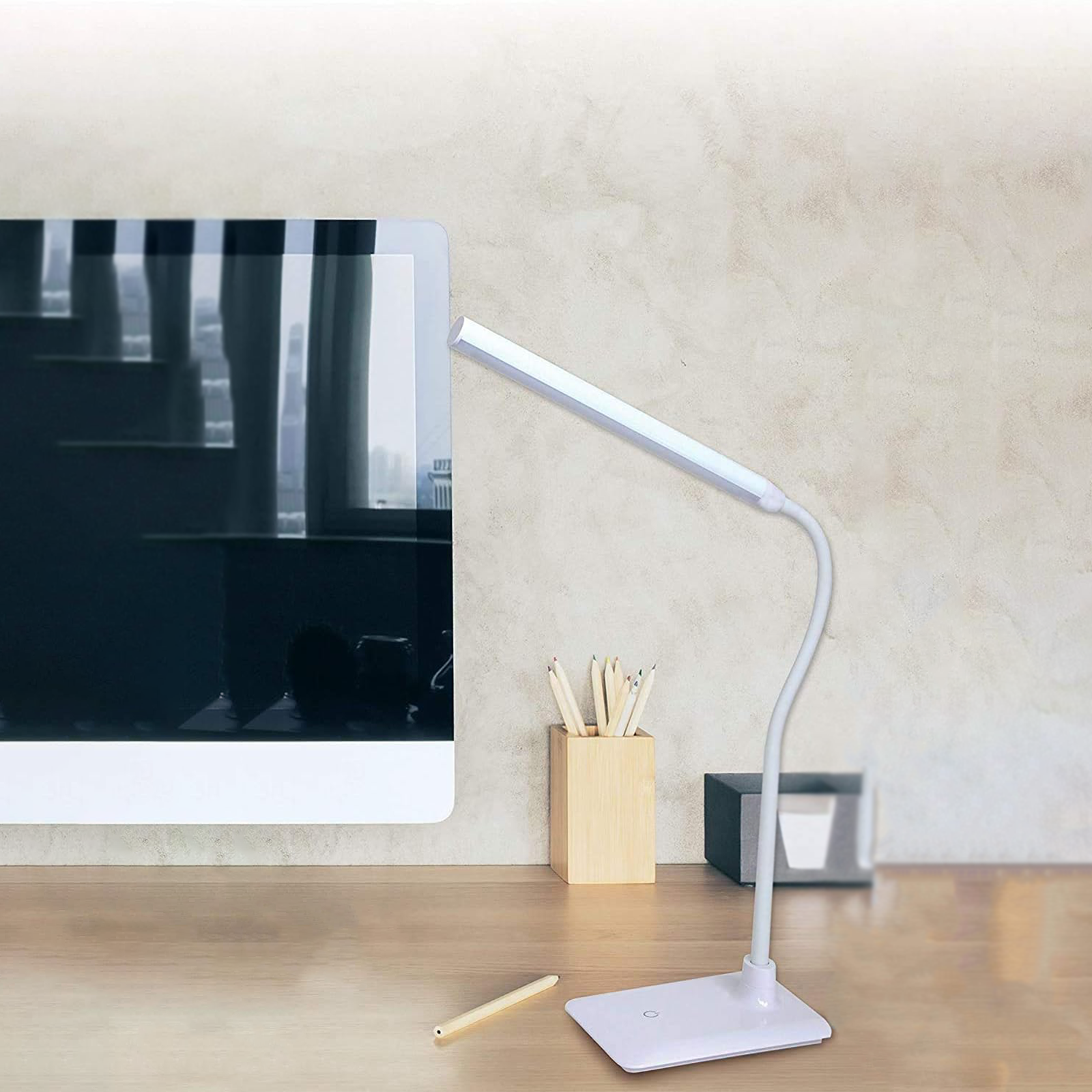 Slim LED table lamp in ABS 6 W touch switch cm 17x12 70h