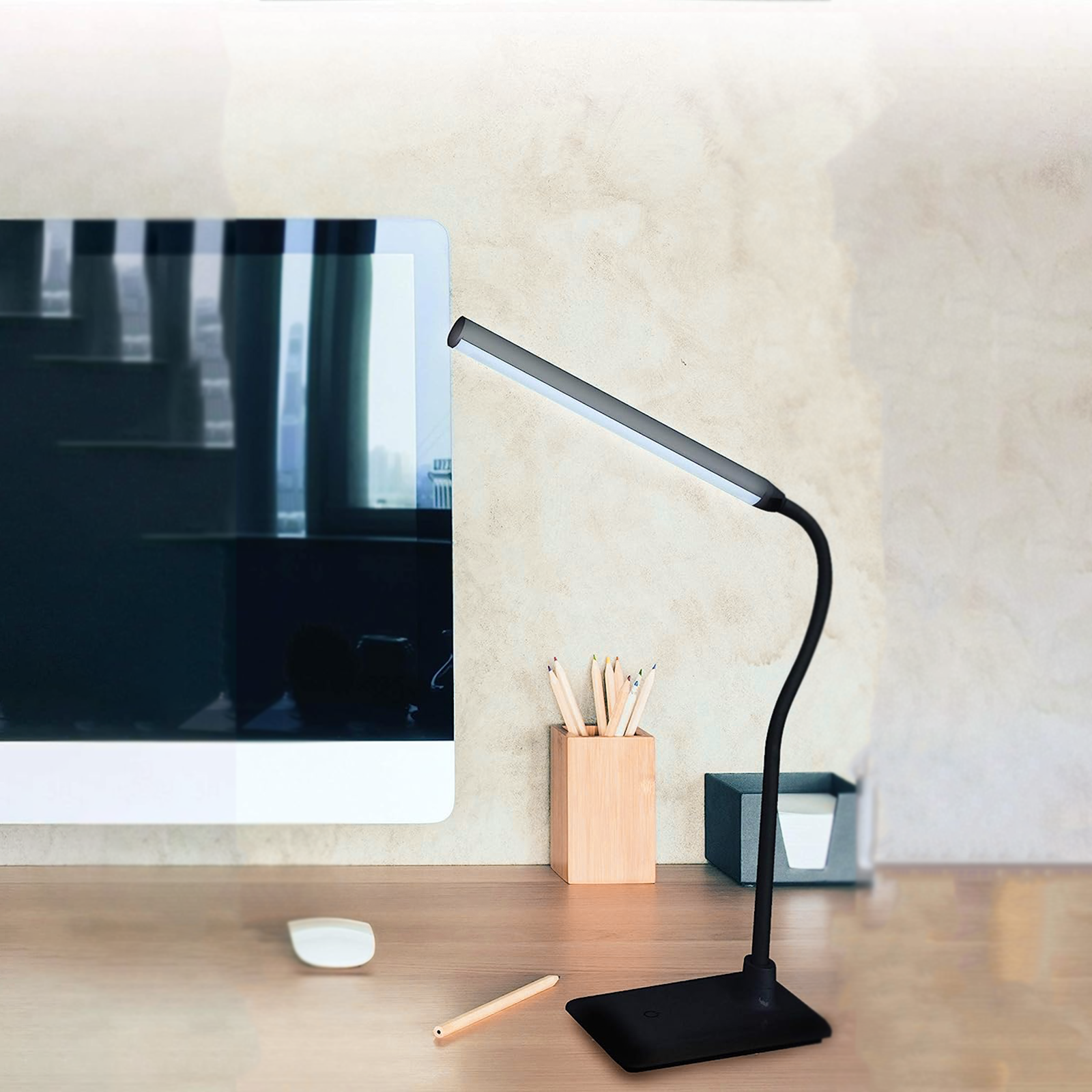 Slim LED table lamp in ABS 6 W touch switch cm 17x12 70h