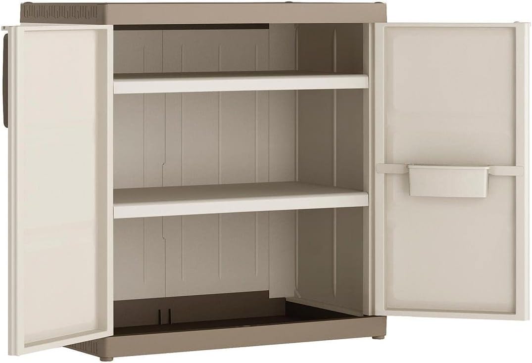 "Bacas XL" shockproof resin garden cabinet with internal shelves