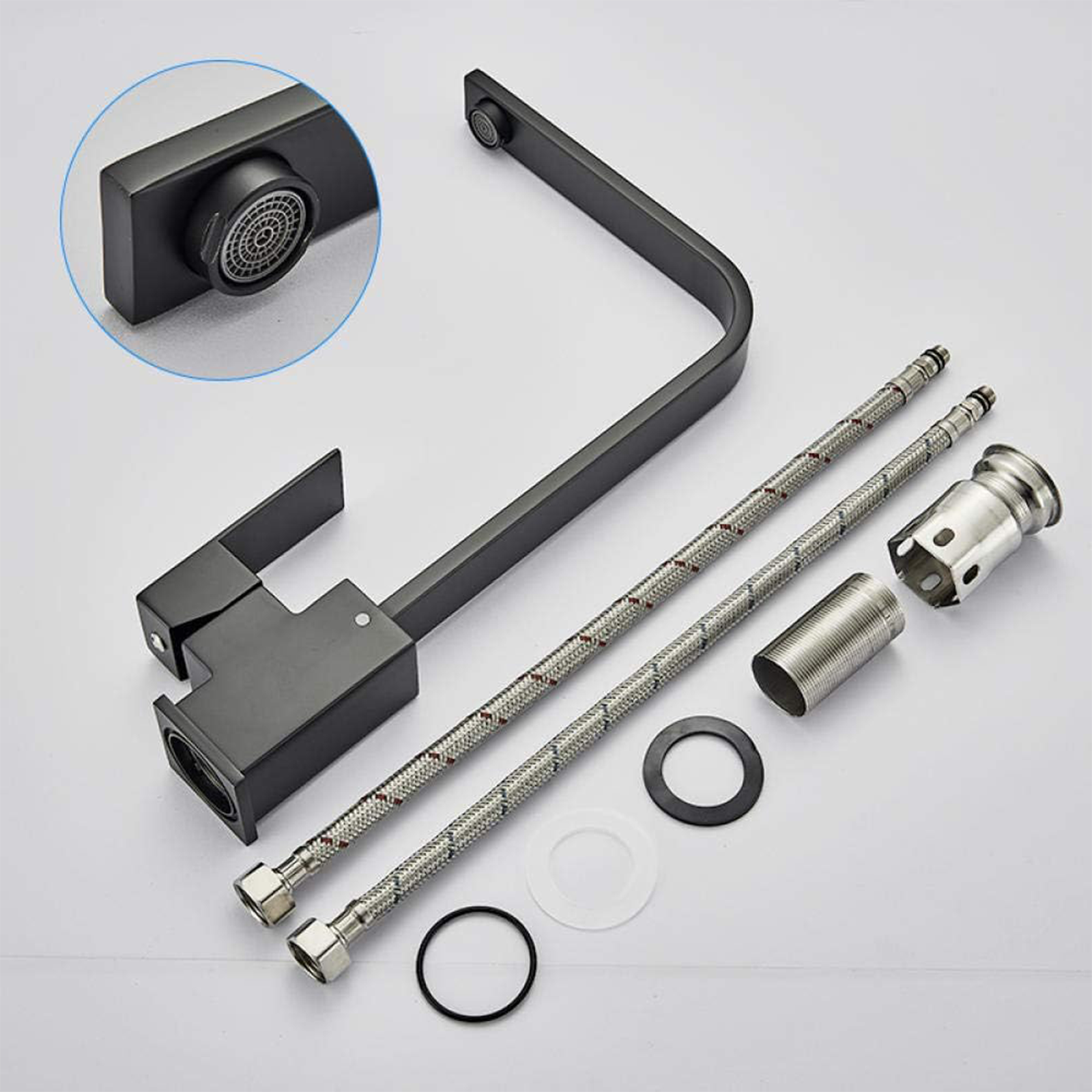 "Euro" single-lever mixer tap with high spout, matt black