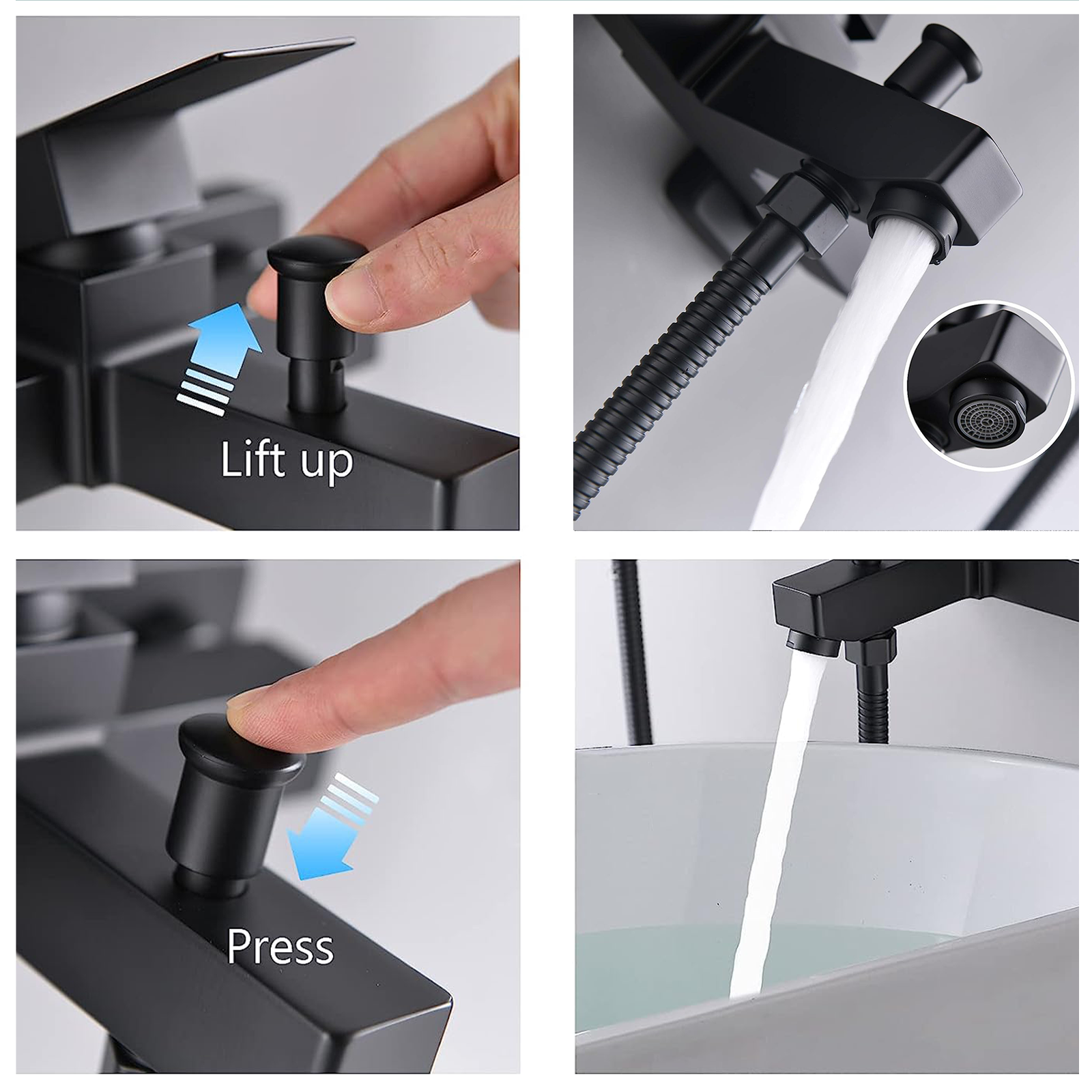 "Elegant" single-lever bath mixer tap in matt black brass