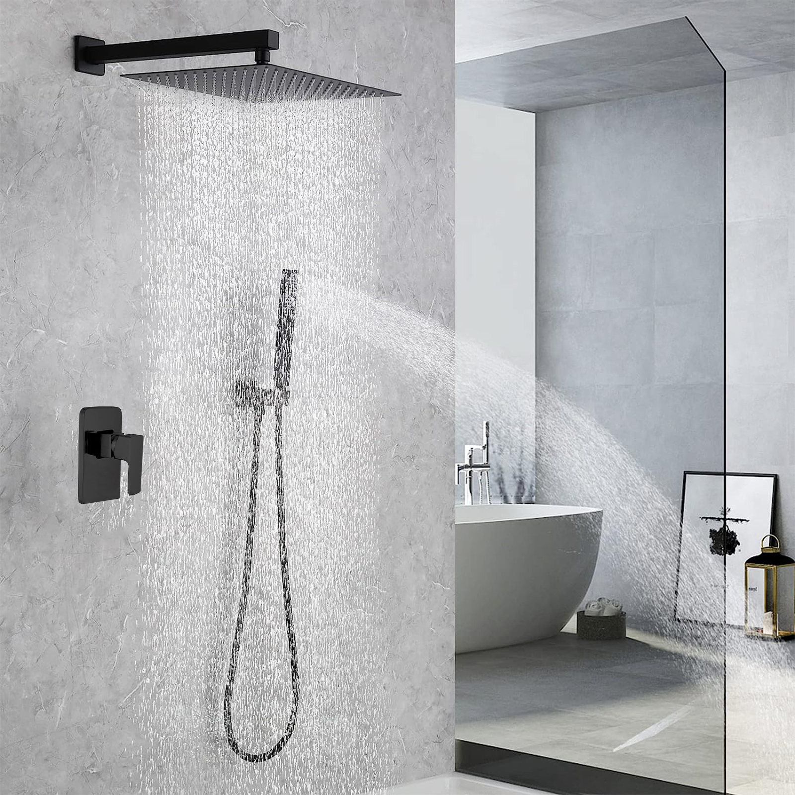 "Elegant" built-in single-lever shower mixer in matt black brass