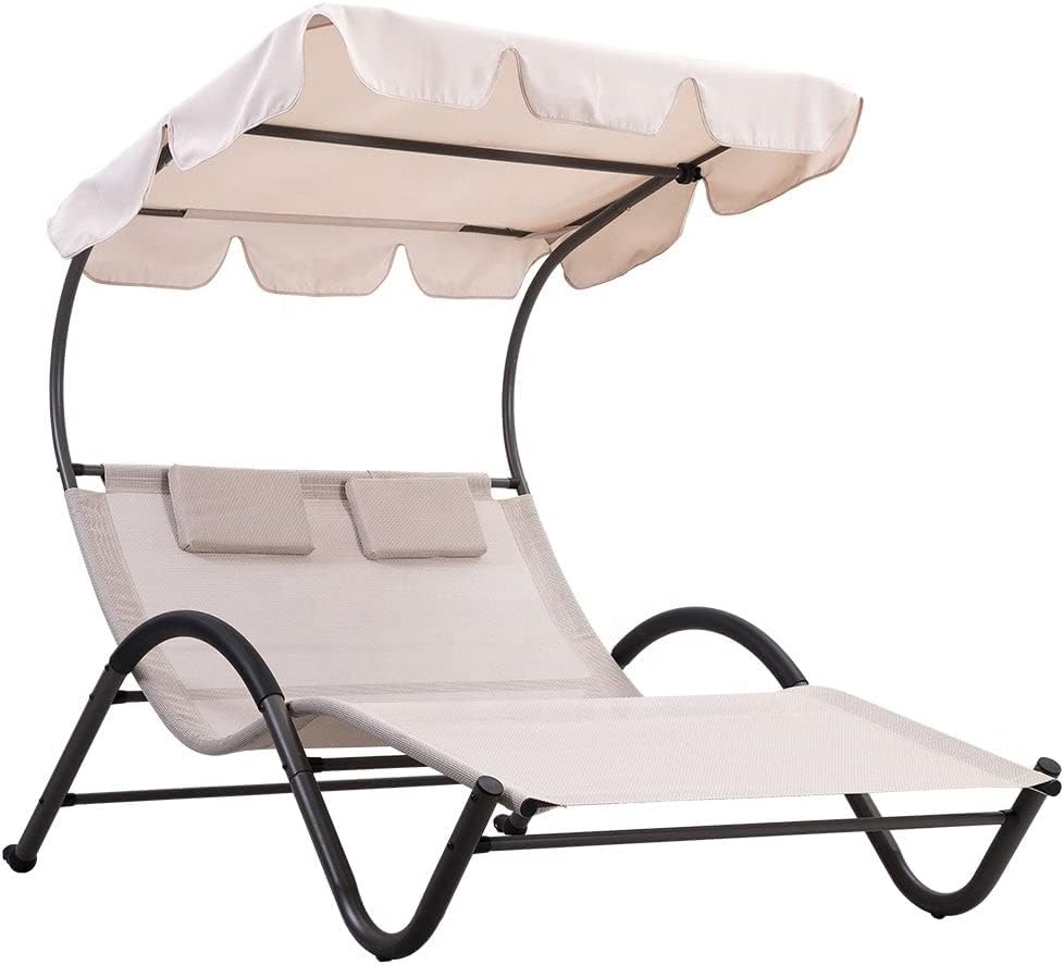 "Garden Sun" double sun lounger in adjustable steel, 205x138 cm, 150 cm high