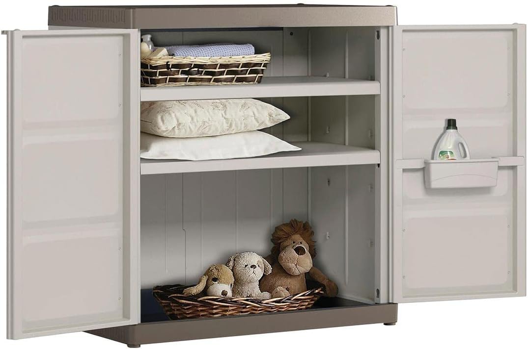 "Bacas XL" shockproof resin garden cabinet with internal shelves