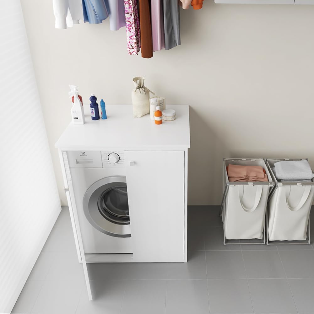 "Niji" washing machine cover in PVC with magnetic closure and adjustable feet, 60x70 cm, 90 cm high