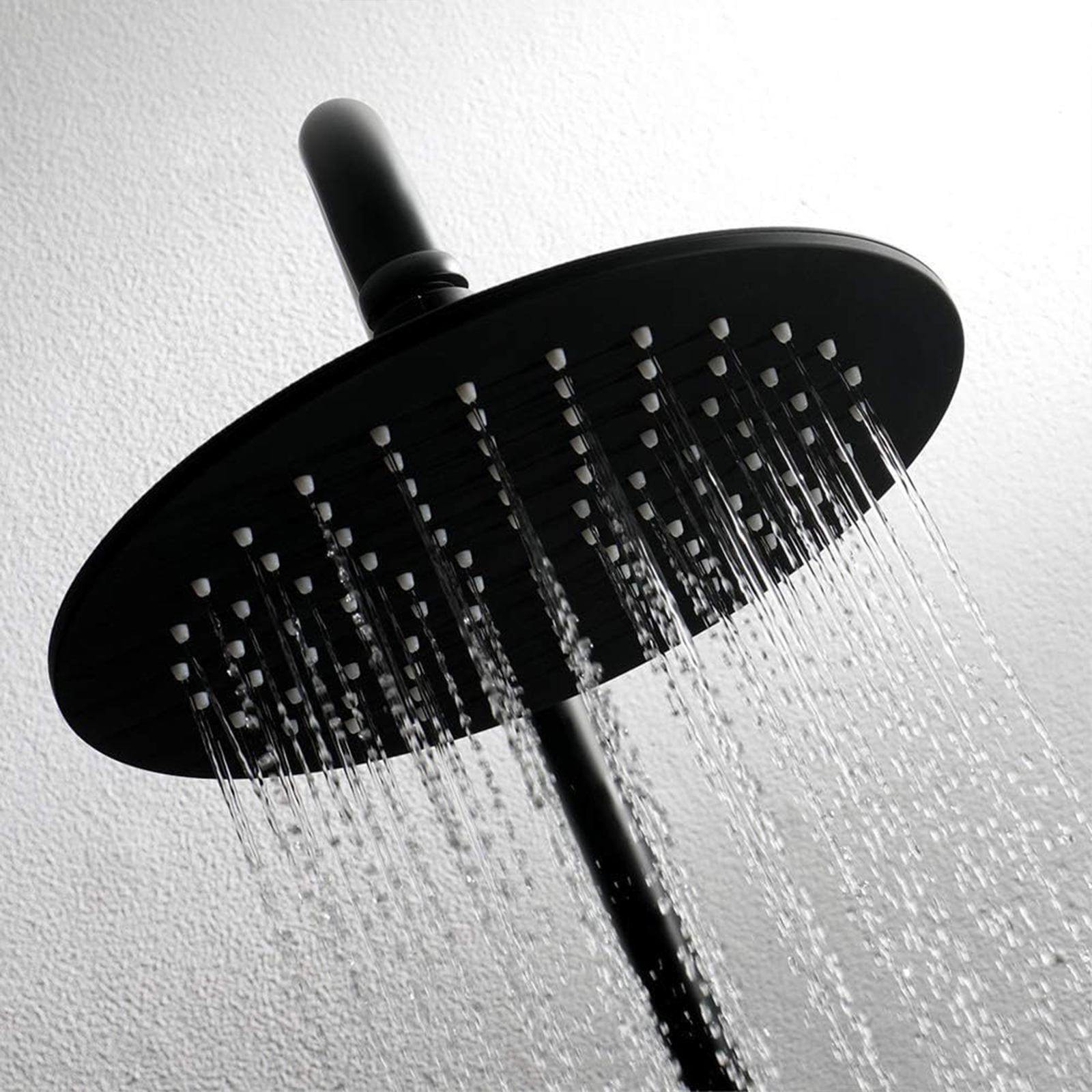 Adjustable matt black aluminium shower column with single jet hand shower and sliding rail