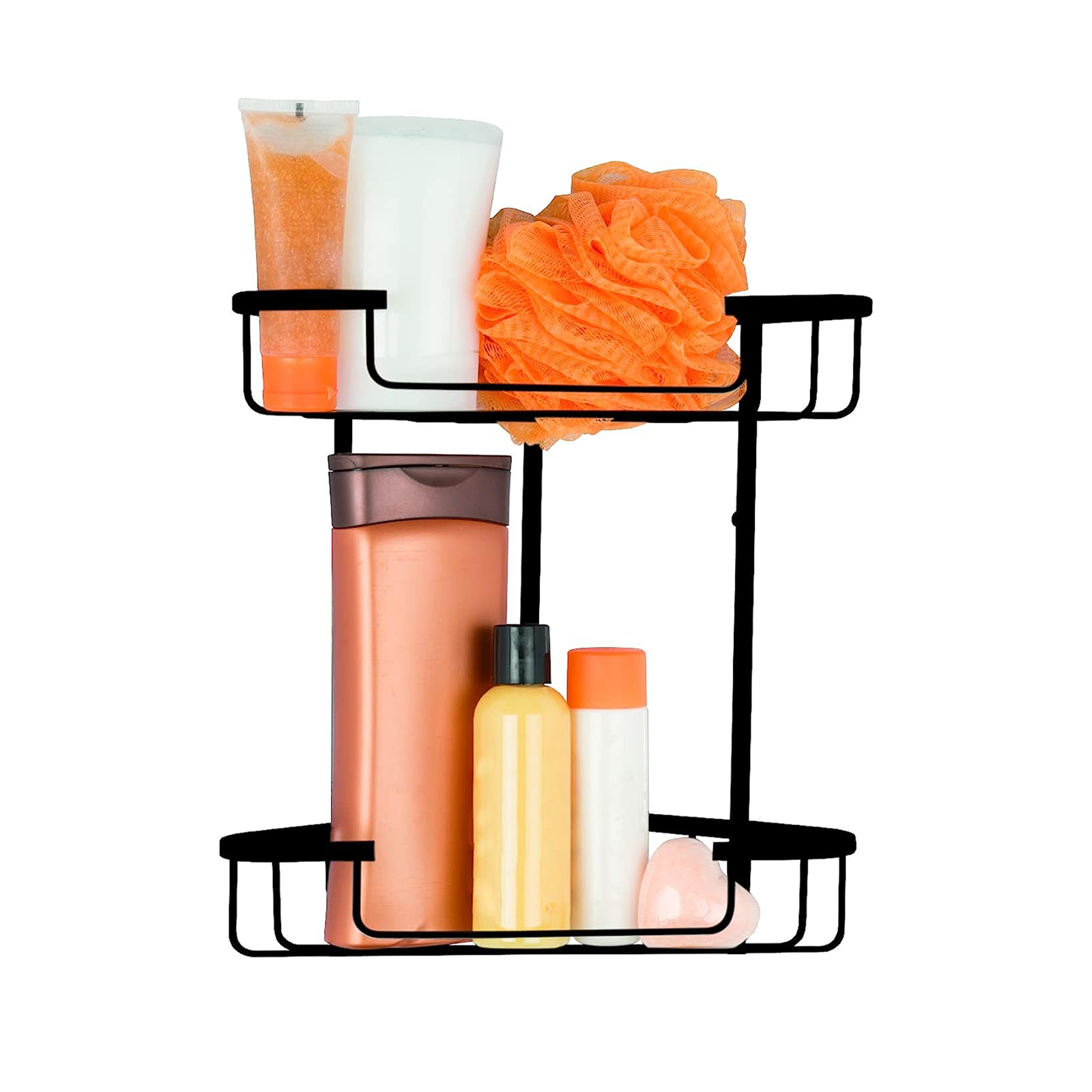 "Lier" corner shower soap dish in black steel, 20x15 cm