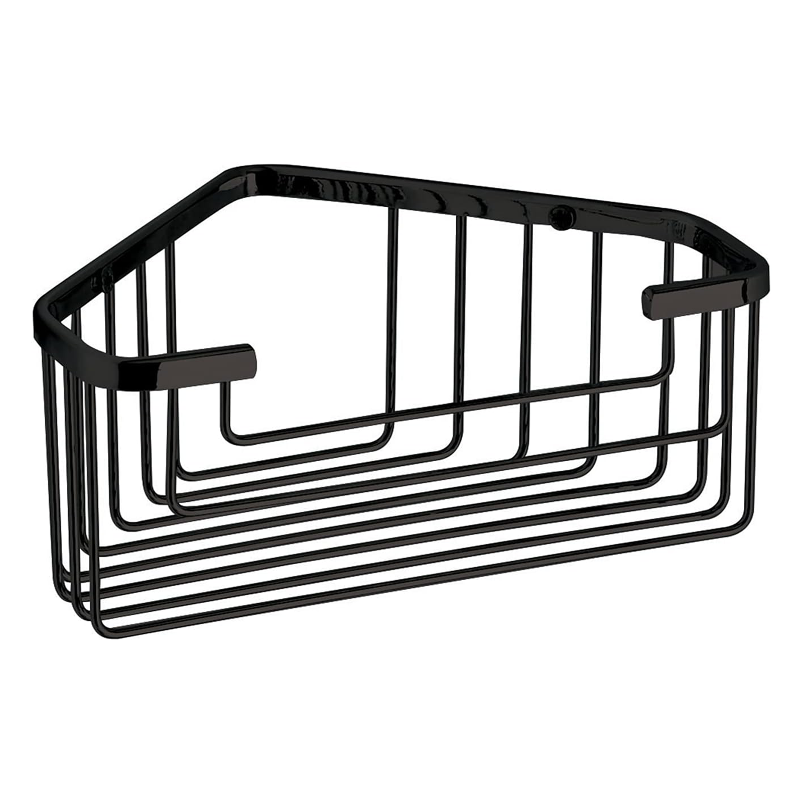 "Lier" corner shower soap dish in black steel, 20x15 cm