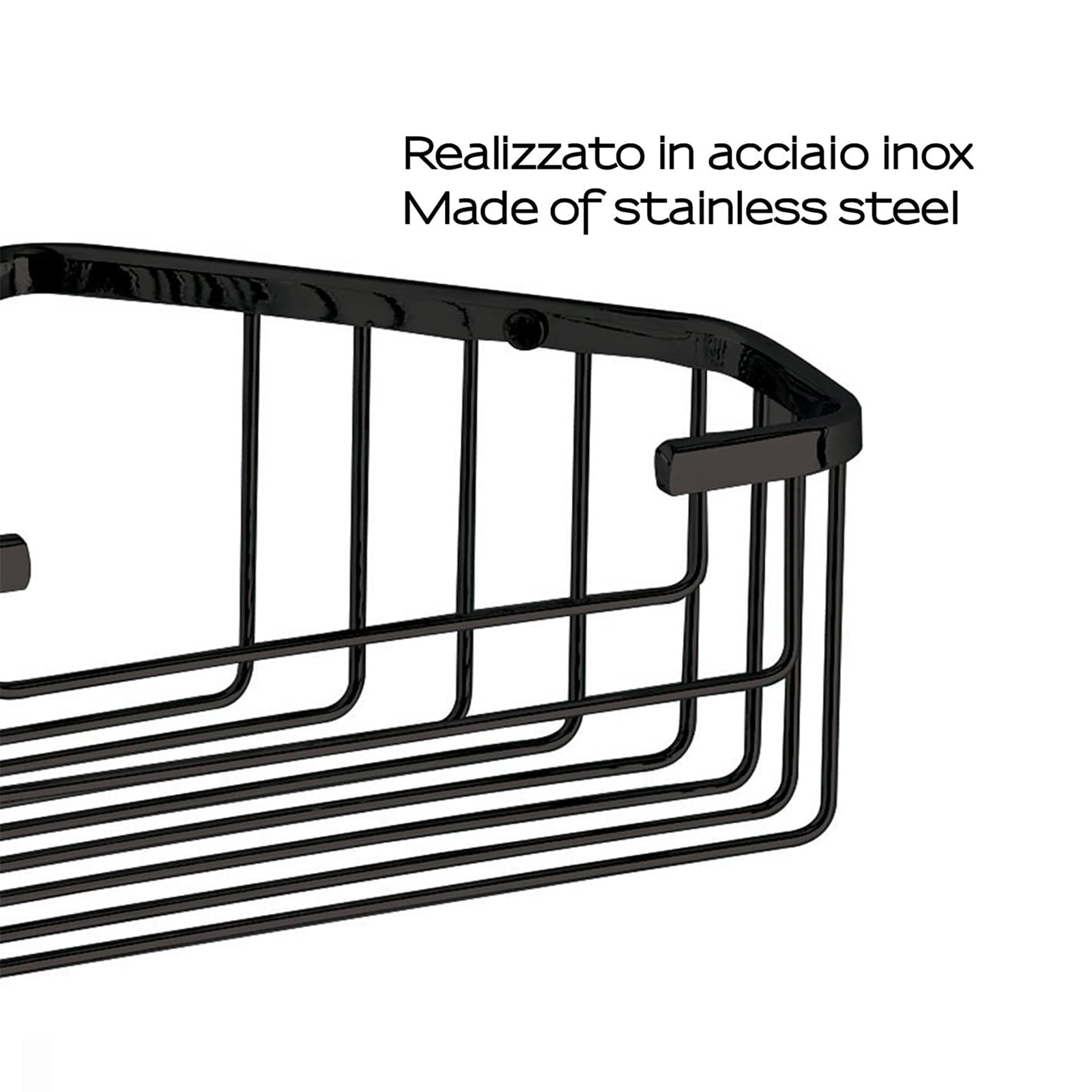 "Lier" corner shower soap dish in black steel, 20x15 cm