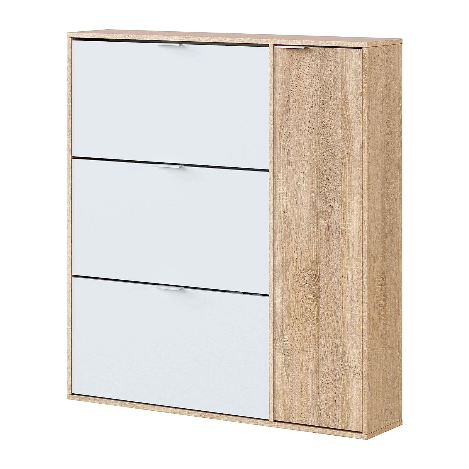 "Class" modular wooden shoe rack with 1 door and 3 flaps, 106x22 cm, 115h