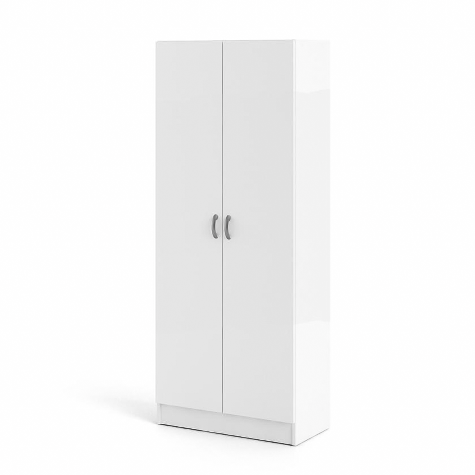 "Focus" 2-door shoe cabinet in white wood, 69.2 x 34.6 cm, 170.4 cm high.