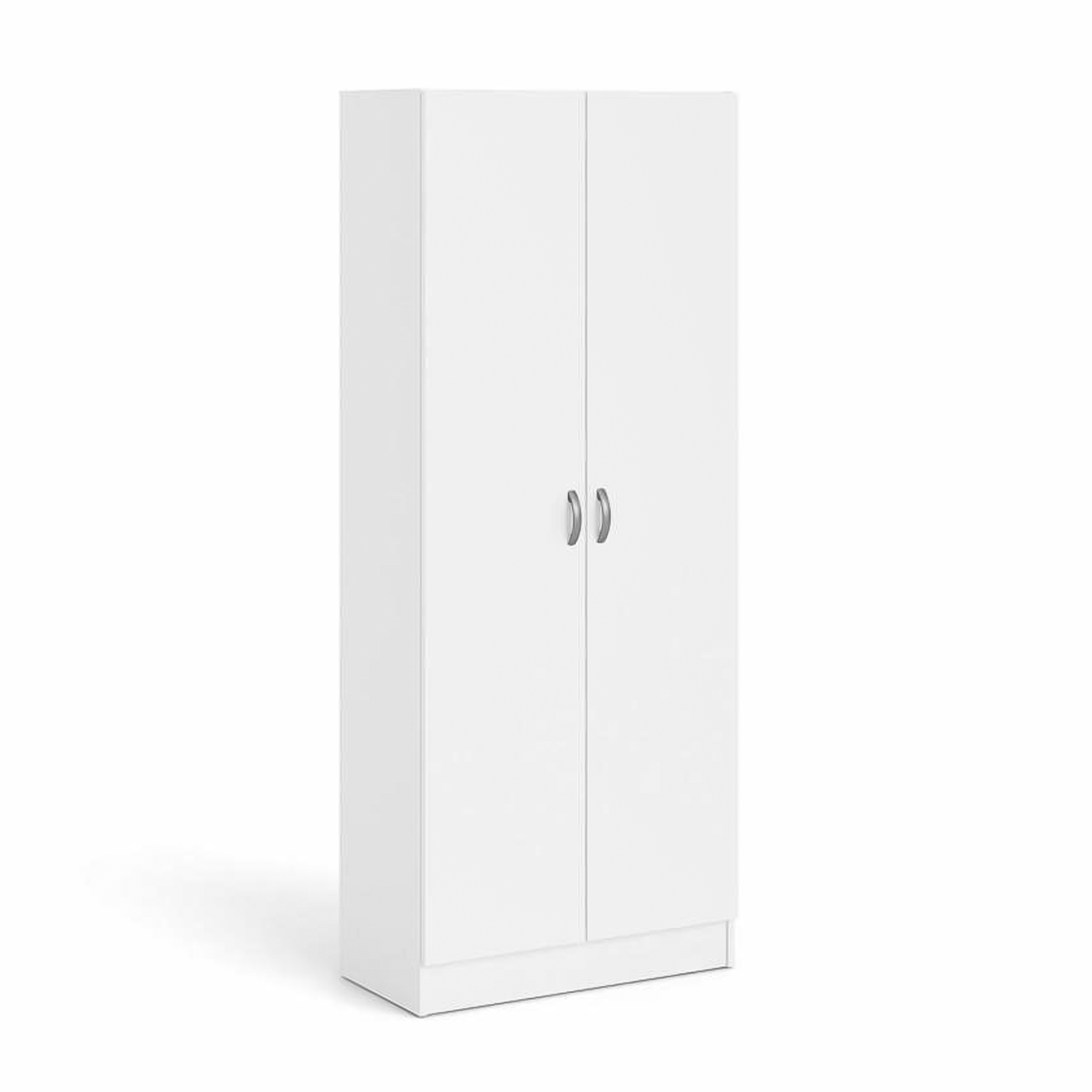 "Focus" 2-door shoe cabinet in white wood, 69.2 x 34.6 cm, 170.4 cm high.