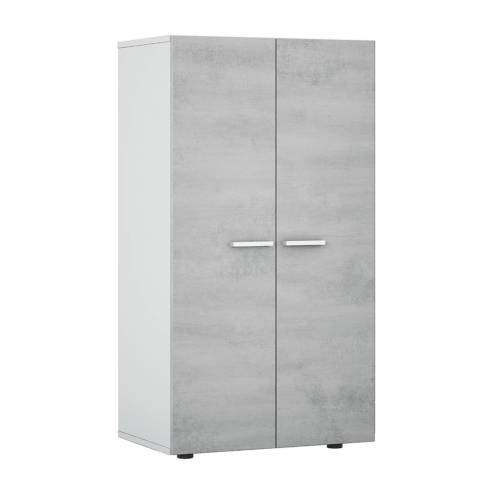 Modern 2-door shoe cabinet "Tisca" in white wood and concrete, 55x36 cm, 104h