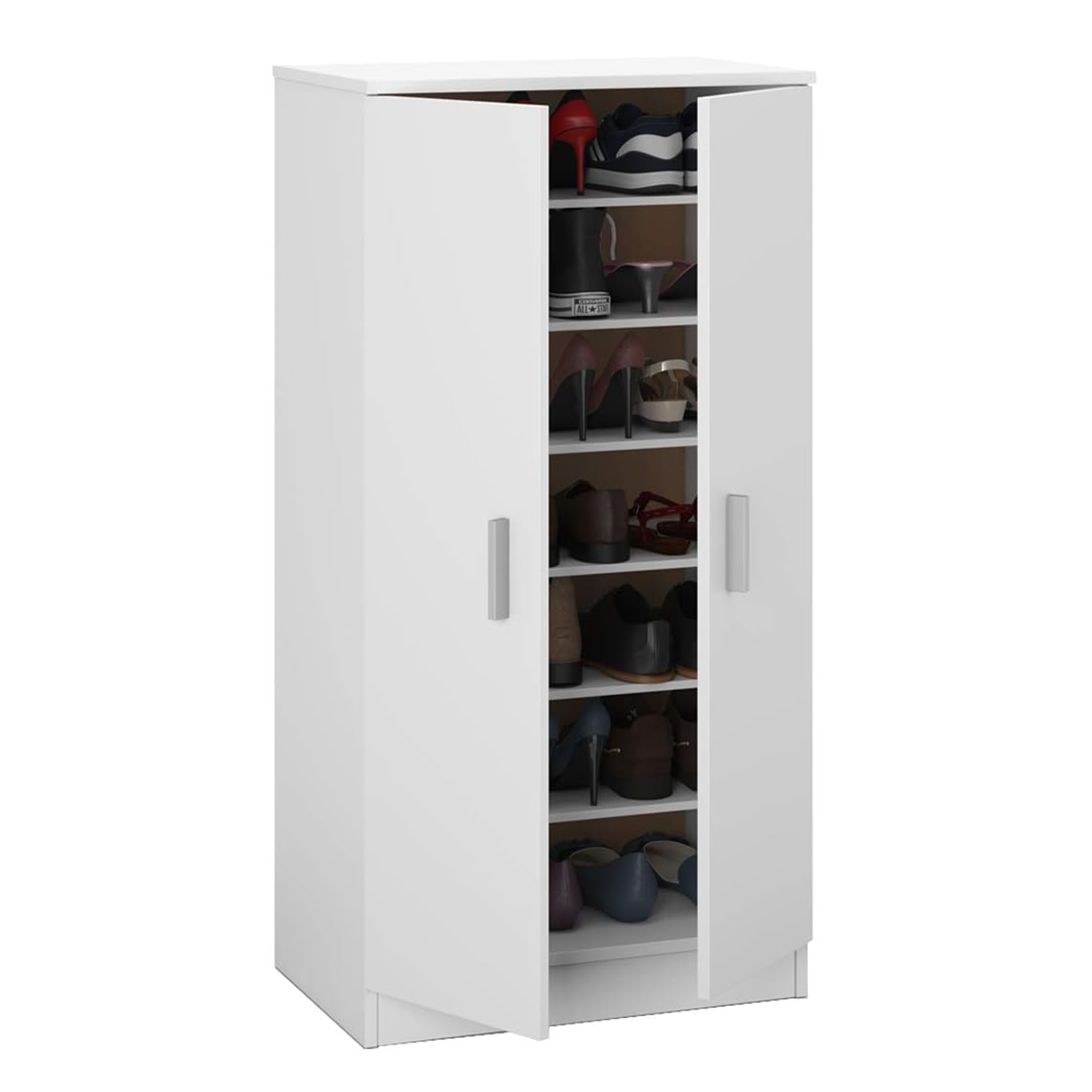 "Basic" 2-door shoe cabinet in Canadian wood with 6 shelves, 55x36 cm, 108h