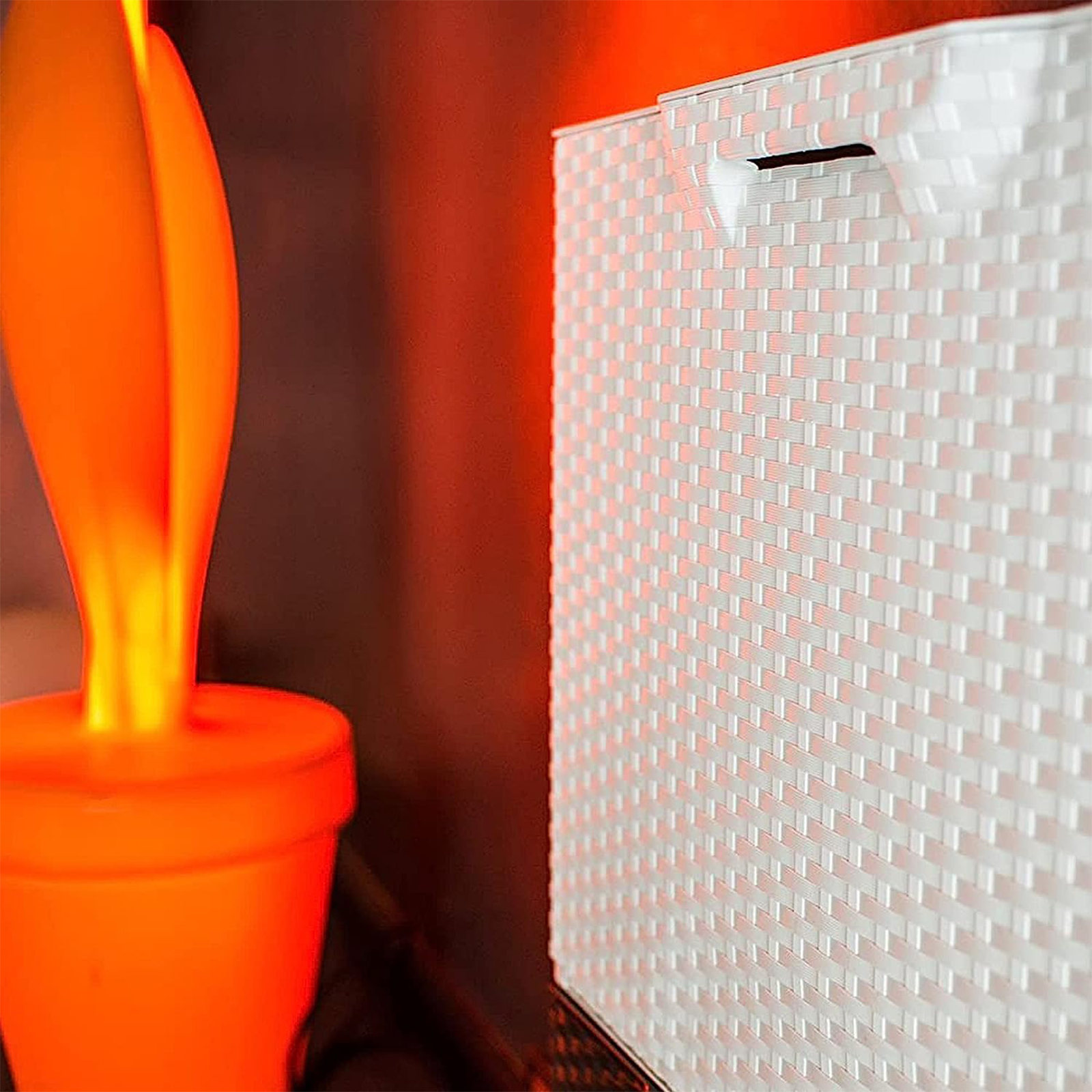 Modular shoe rack in plastic rattan with retractable door cm 51x18 40h