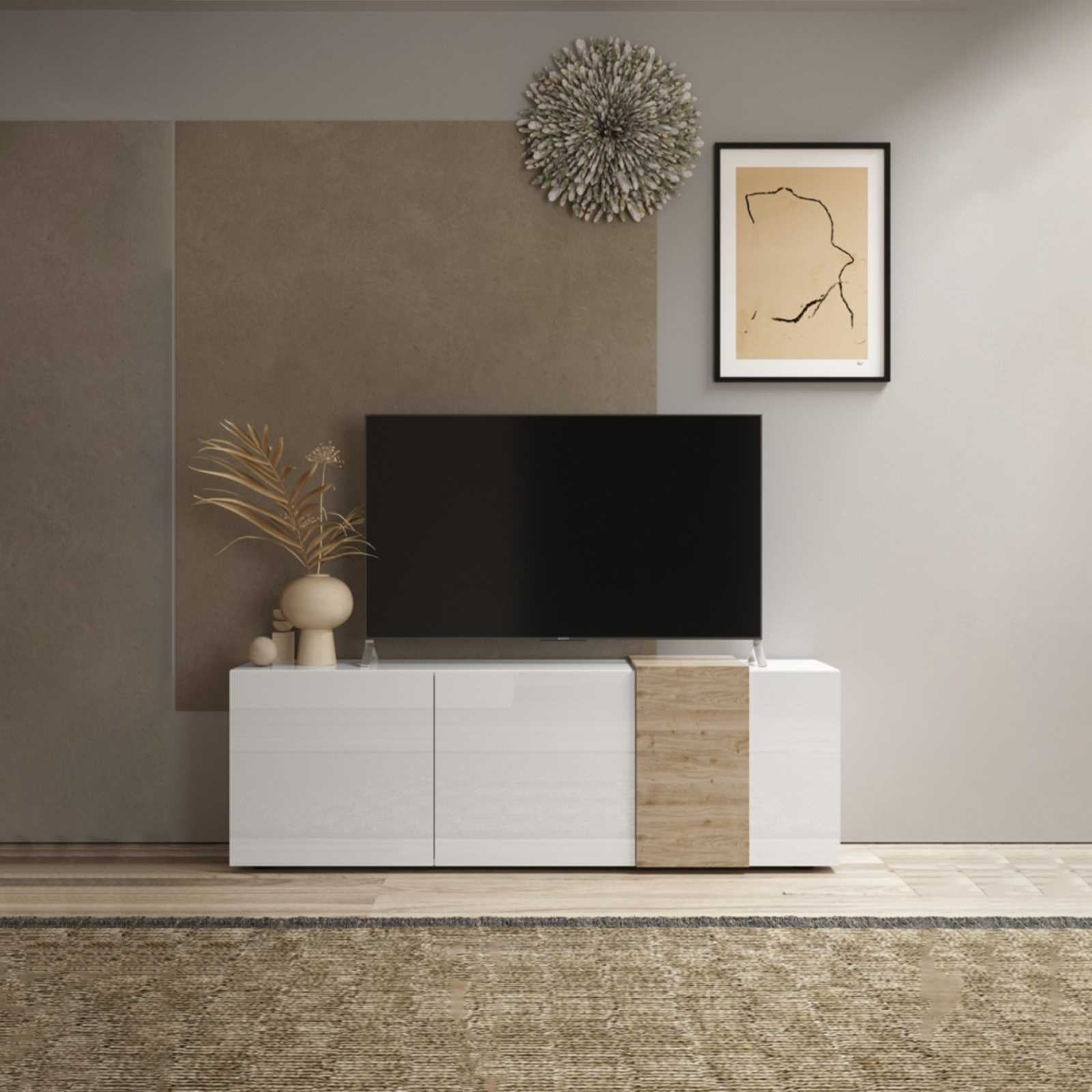 "Venus" 3-door wooden TV stand for living room, 181x44 cm, 59h