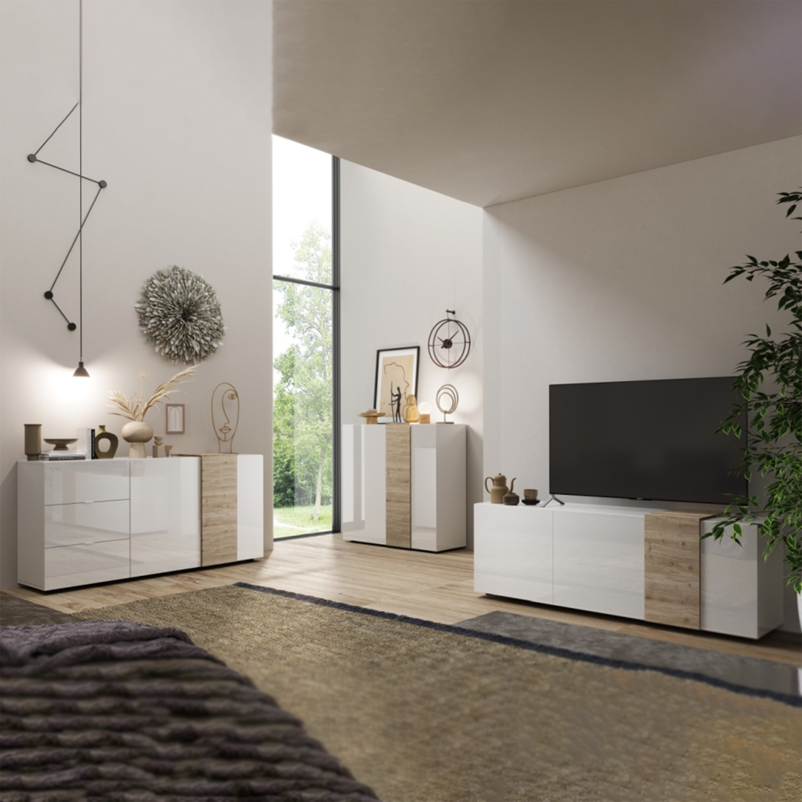 "Venus" 3-door wooden TV stand for living room, 181x44 cm, 59h