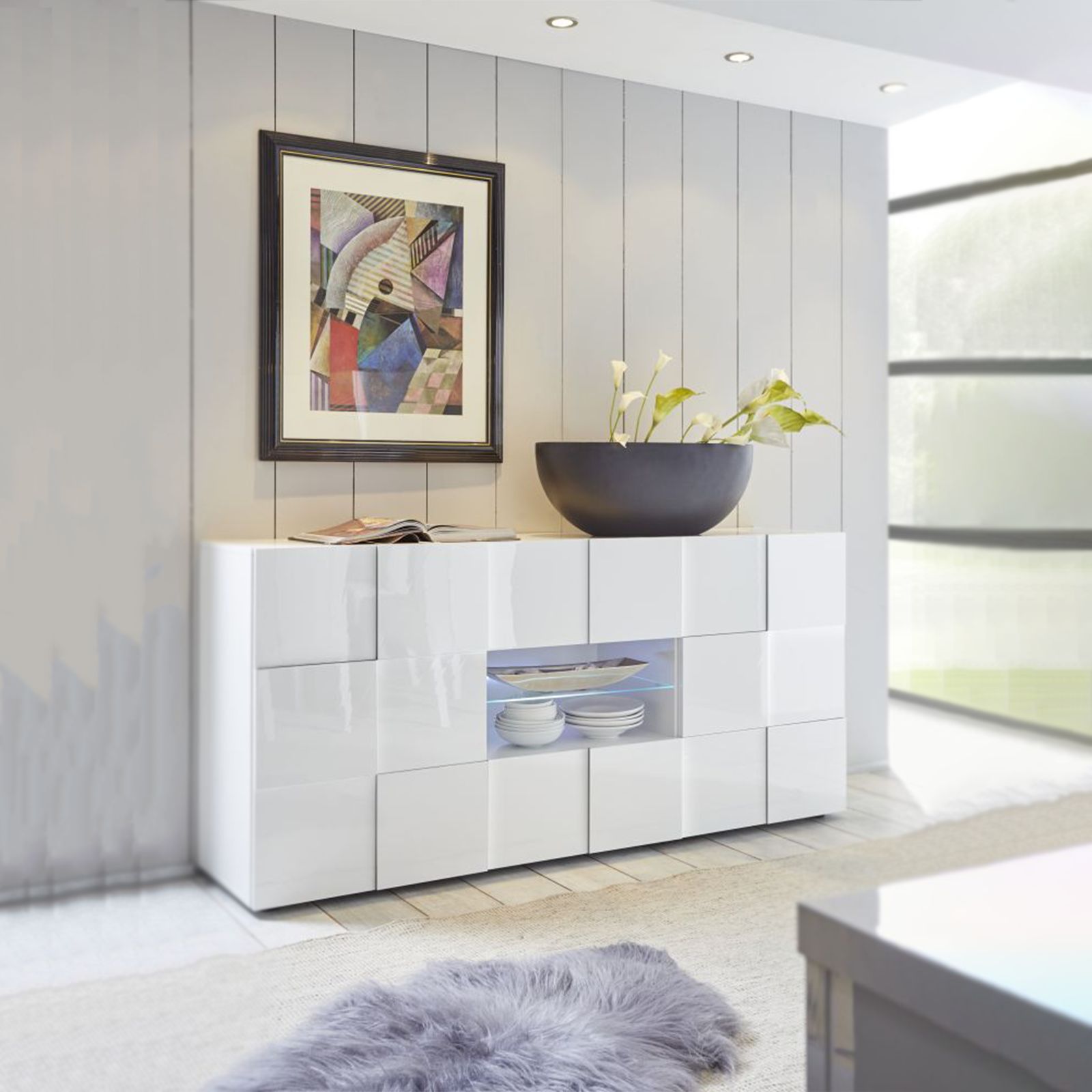 "Dama" wooden entrance sideboard with 2 doors and 2 drawers, 181x43 cm, 84h